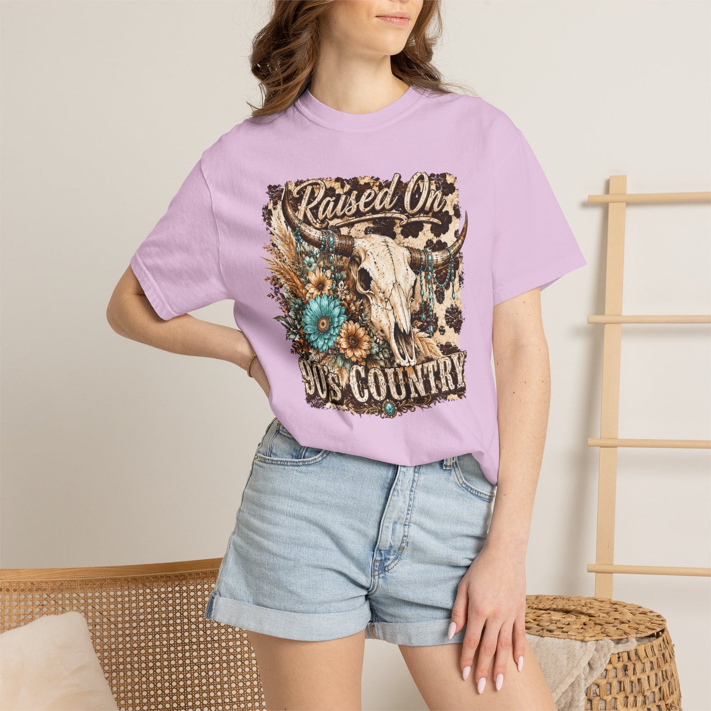 Raised On 90s Country T-Shirt — Vintage Cow Skull Western Tee