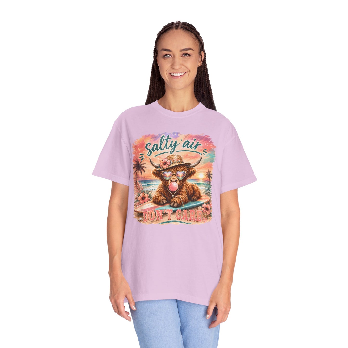 Salty Air "Don't Care" Beach Cow Graphic T-Shirt