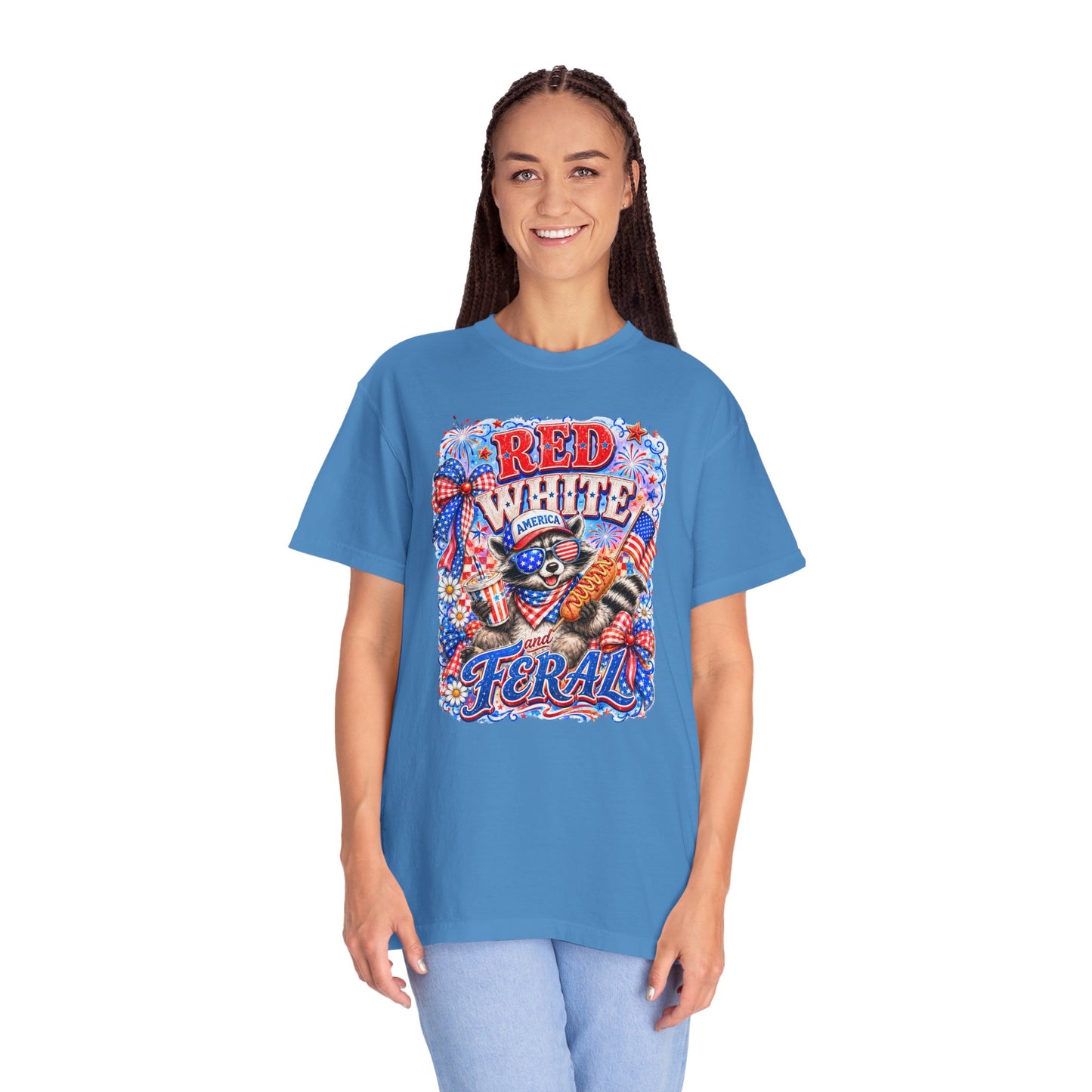 Patriotic "Red White Feral" Graphic T-Shirt