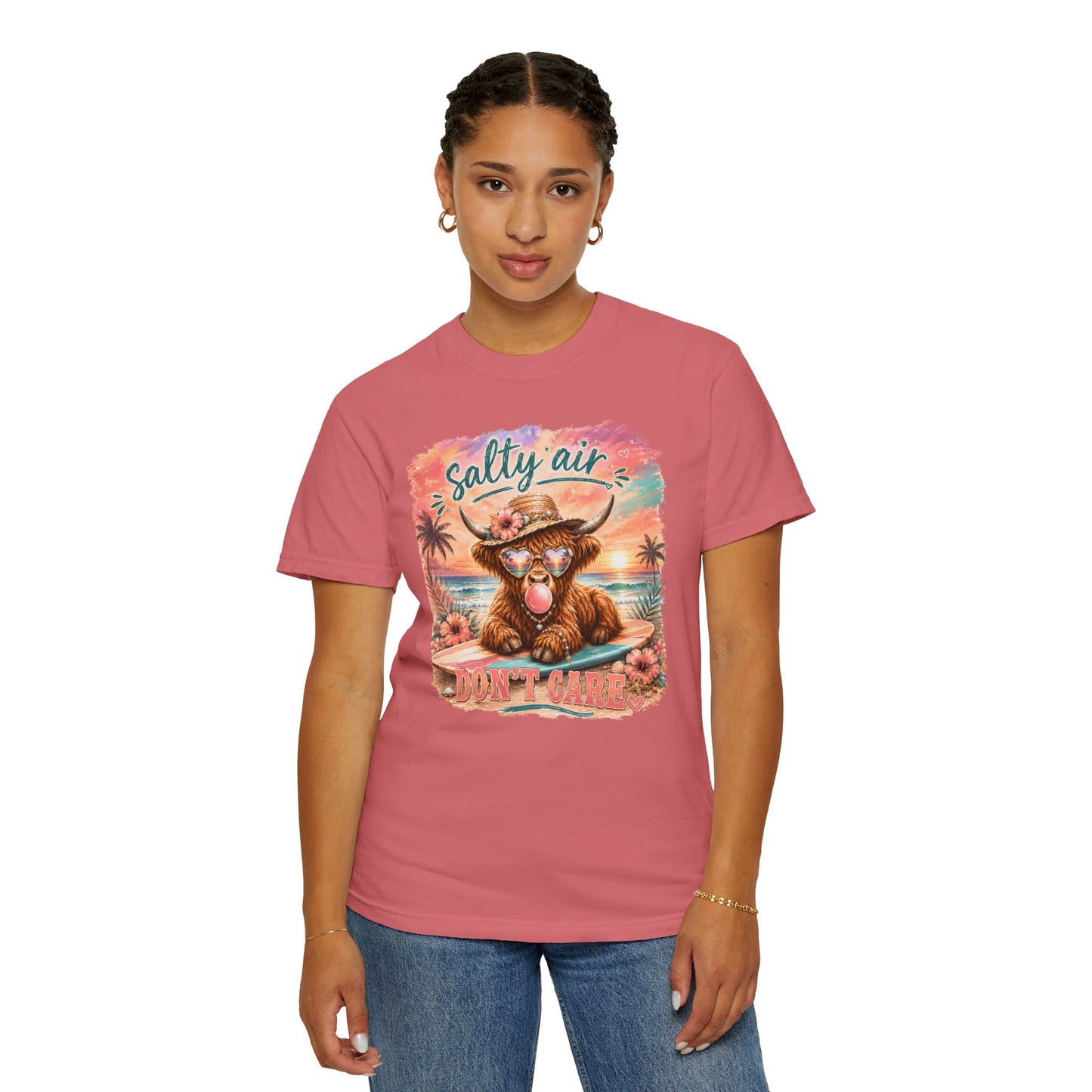 Salty Air "Don't Care" Beach Cow Graphic T-Shirt
