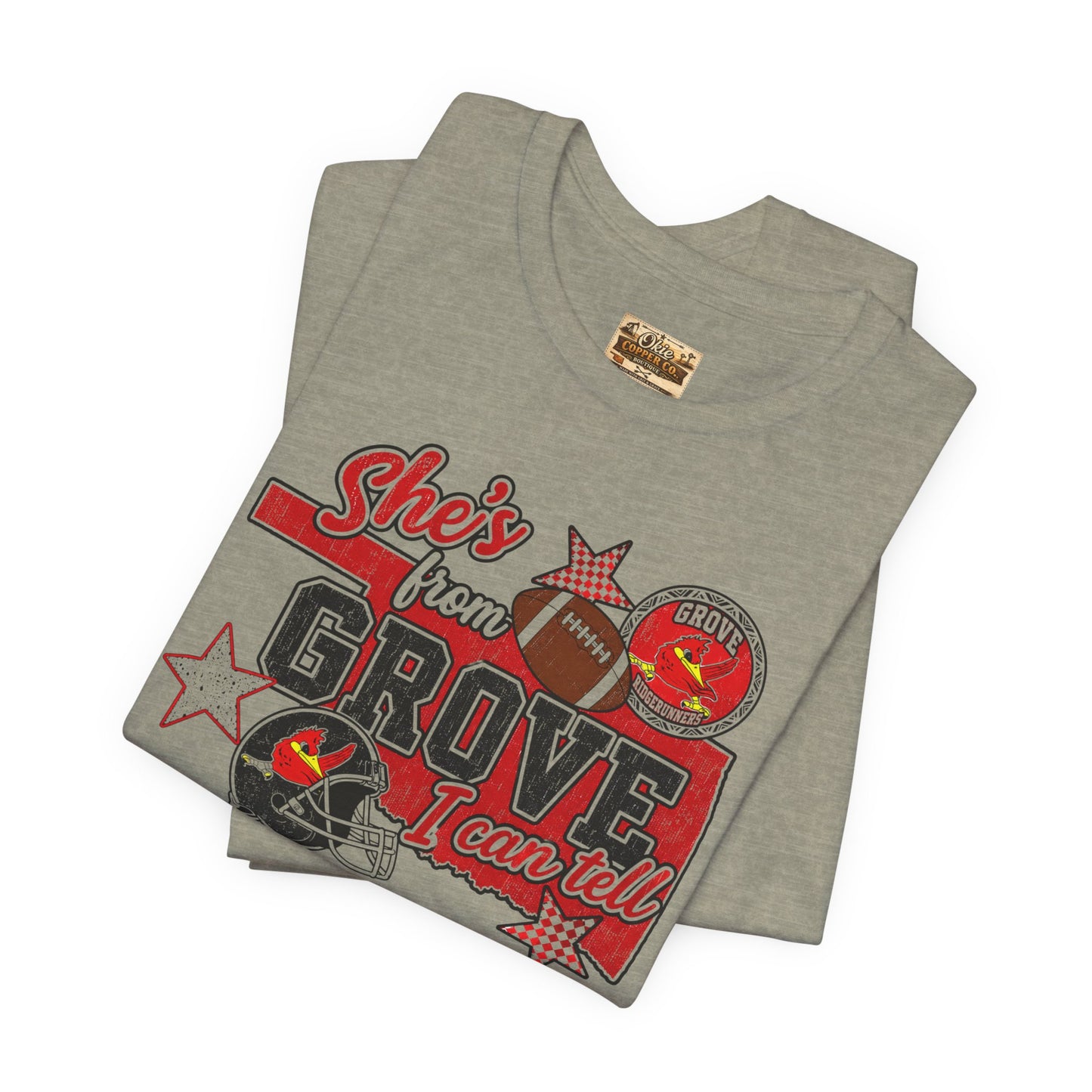 She's From Grove I Can Tell T-Shirt — Grove Football Fan Tee