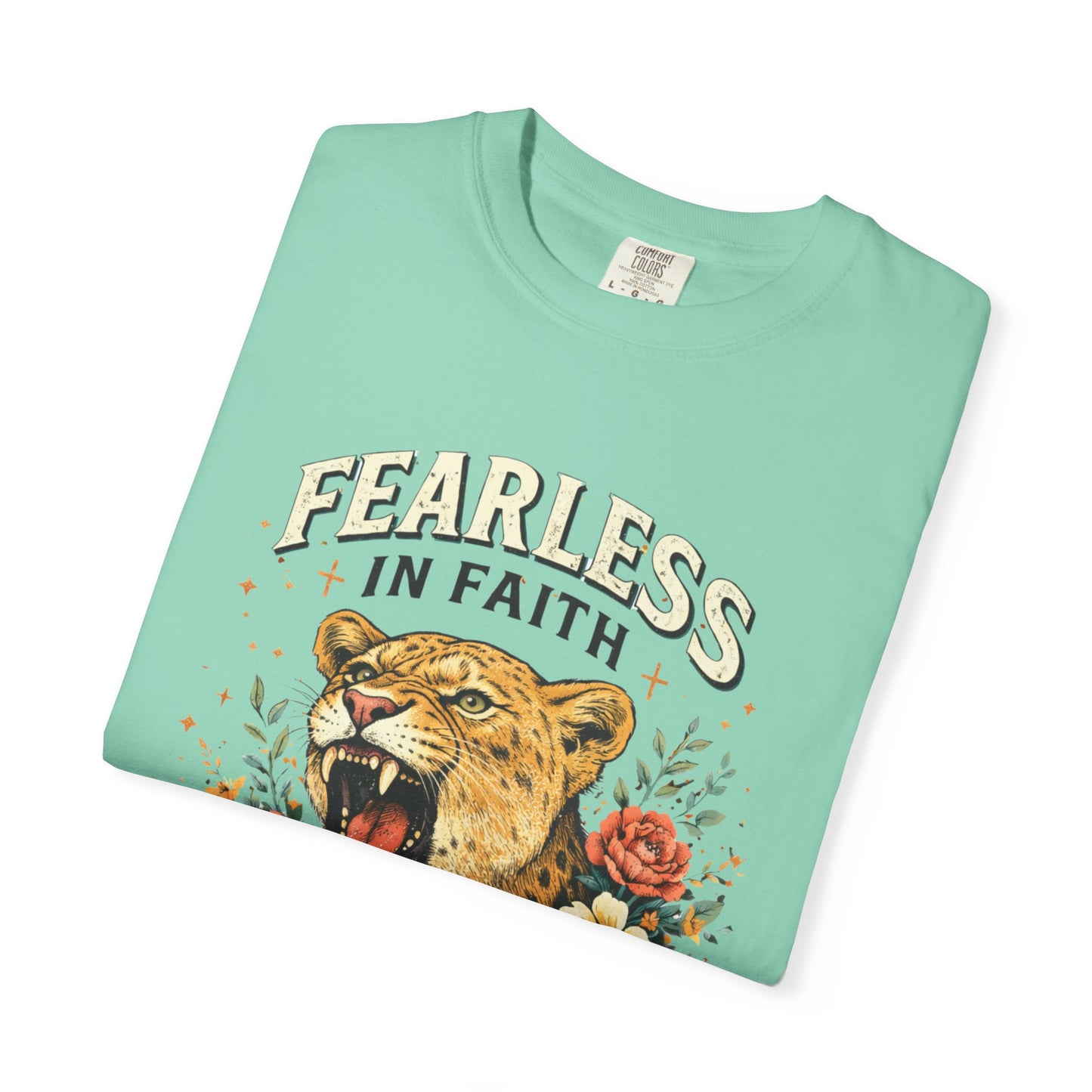 Fearless in Faith Lion T-Shirt — Floral Vintage Christian Graphic Tee
