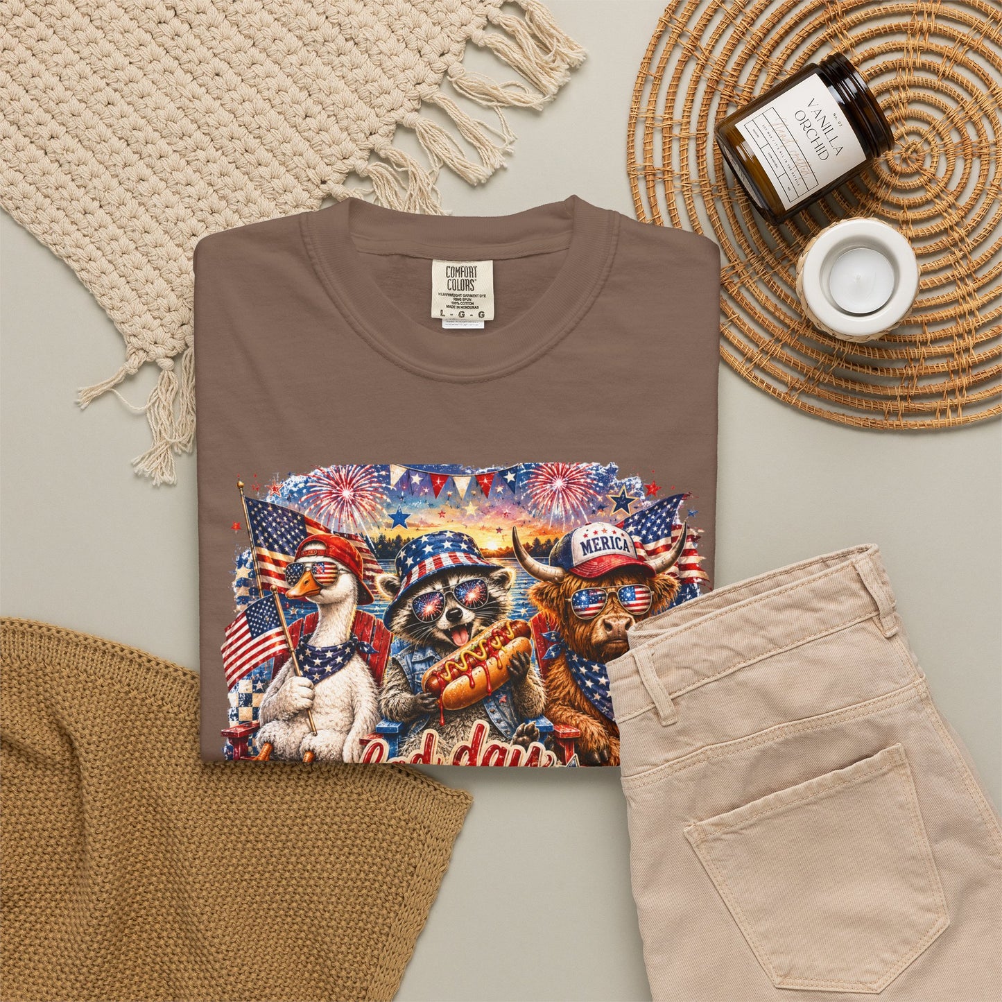 Patriotic 'Born to Be a Hot Dog' Graphic T-Shirt
