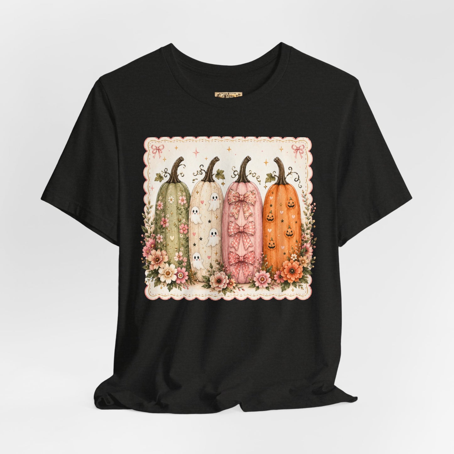 Vintage Floral Pumpkin Tee — Autumn Harvest Graphic T-Shirt