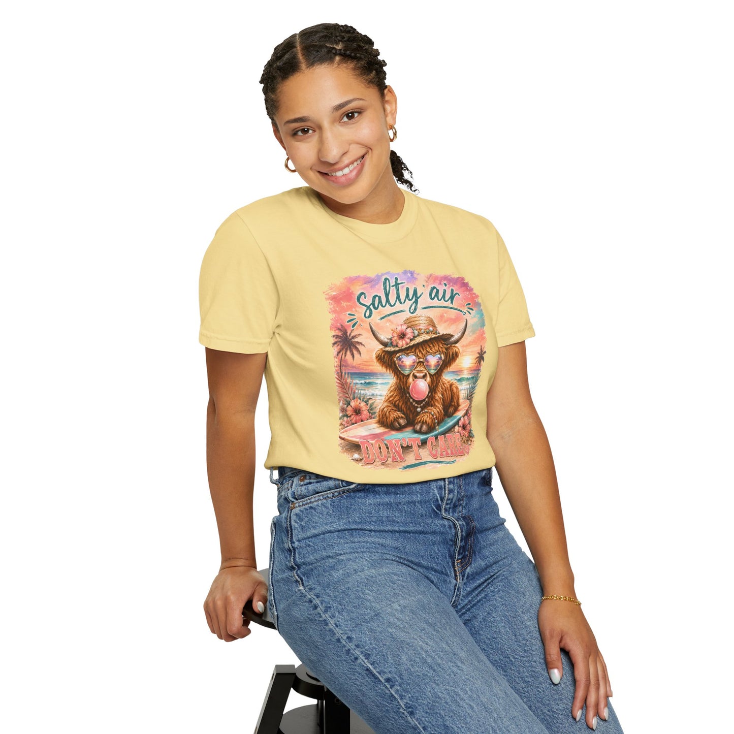 Salty Air "Don't Care" Beach Cow Graphic T-Shirt