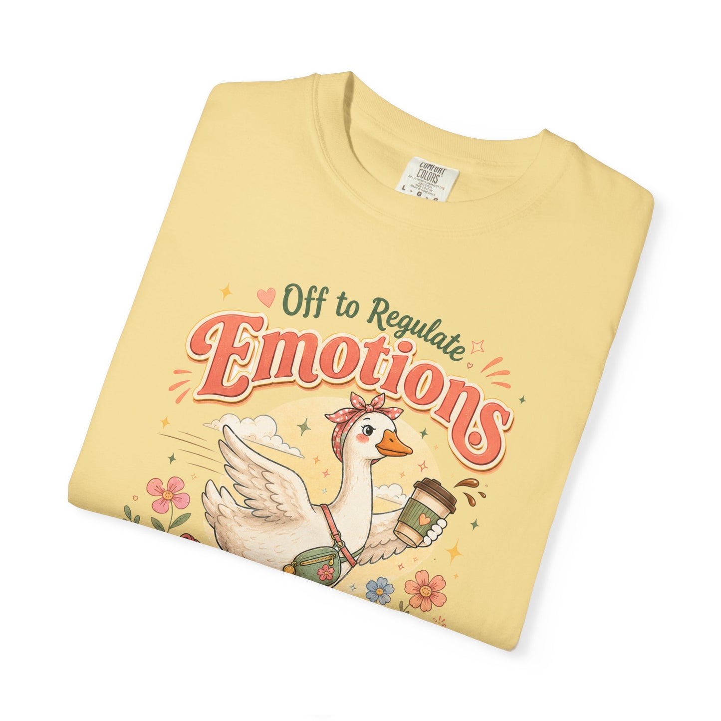 Emotions Duck Graphic T-Shirt — "Off to Regulate" Vintage Coffee Tee