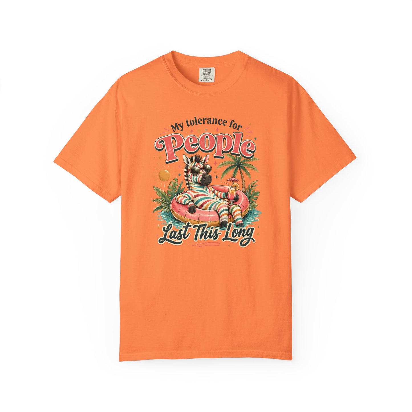 "My Tolerance for People Lasts This Long" Retro Cat Pool Float Graphic Tee