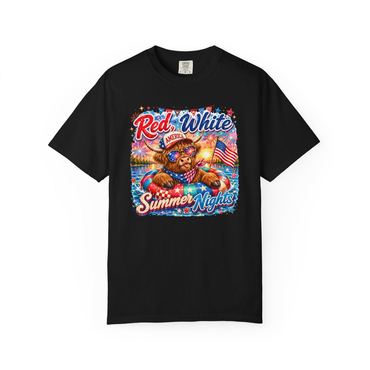 Red, White & Summer Nights T-Shirt — Patriotic Fourth of July Bear Graphic Tee