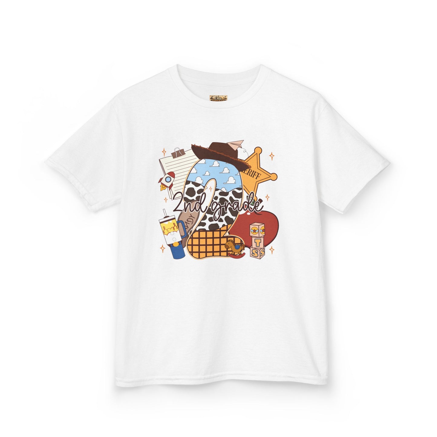 Kids Graphic Tee — Cute Western Sheriff Skull Cowboy Design