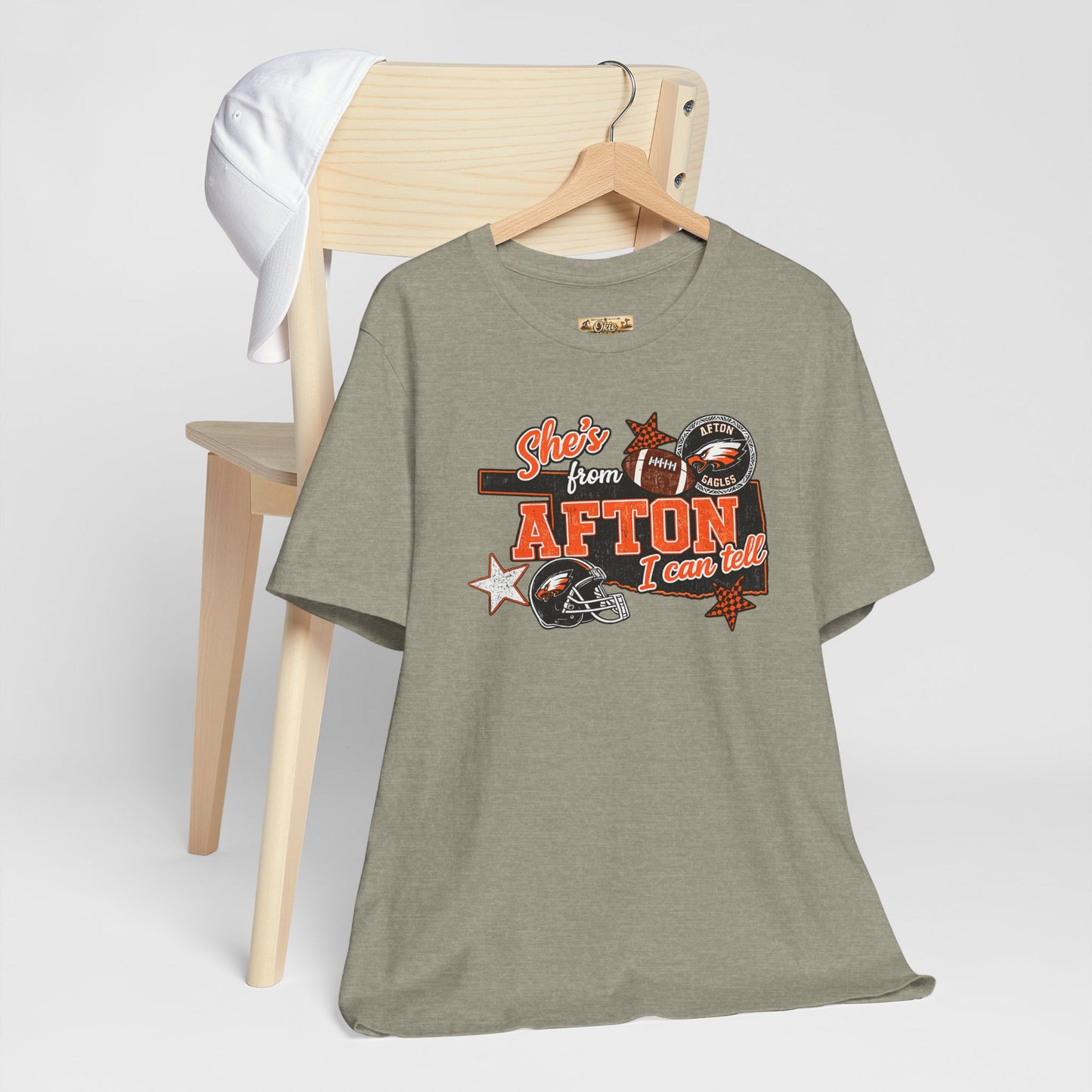 Afton Football Town Retro Graphic Tee — "Shes from Afton I can too"