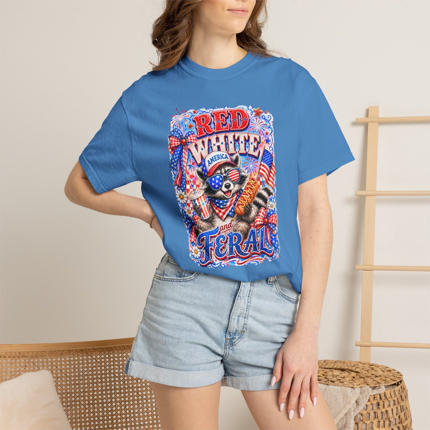 Patriotic "Red White Feral" Graphic T-Shirt