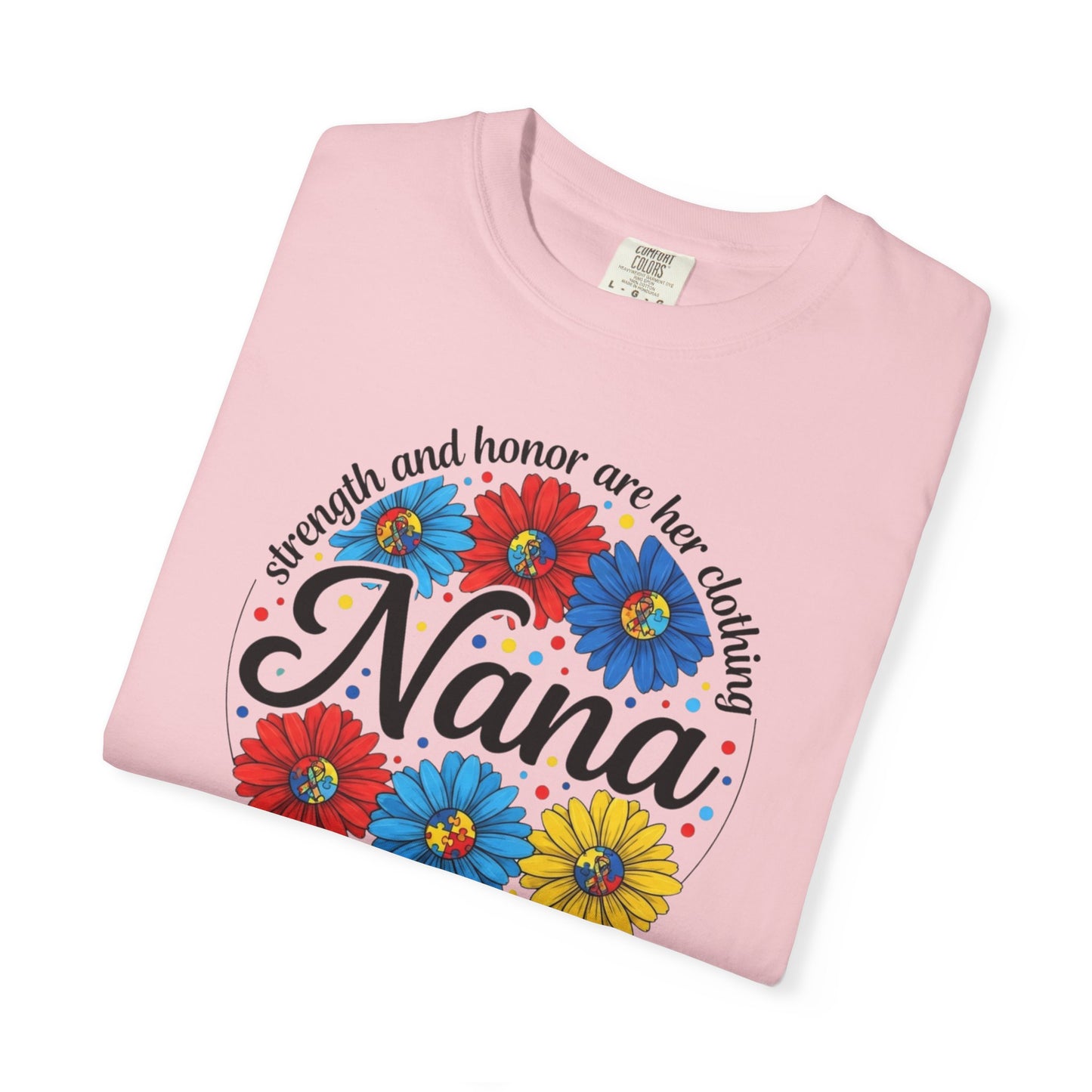 Nana Floral Proverbs T-Shirt — “Strength and Honor” Grandma Gift
