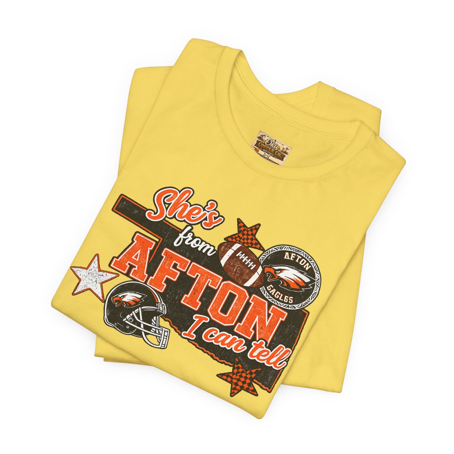 Afton Football Town Retro Graphic Tee — "Shes from Afton I can too"