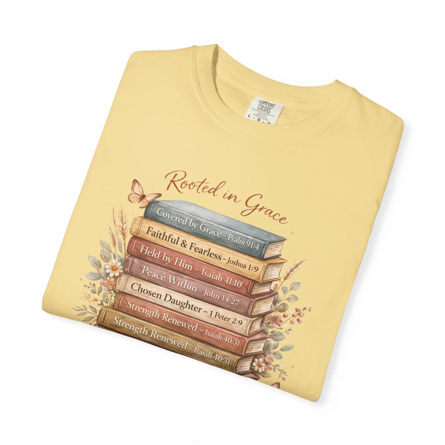 Mama of Faith Book Stack T‑Shirt — Rooted in Grace Christian Mother's Tee