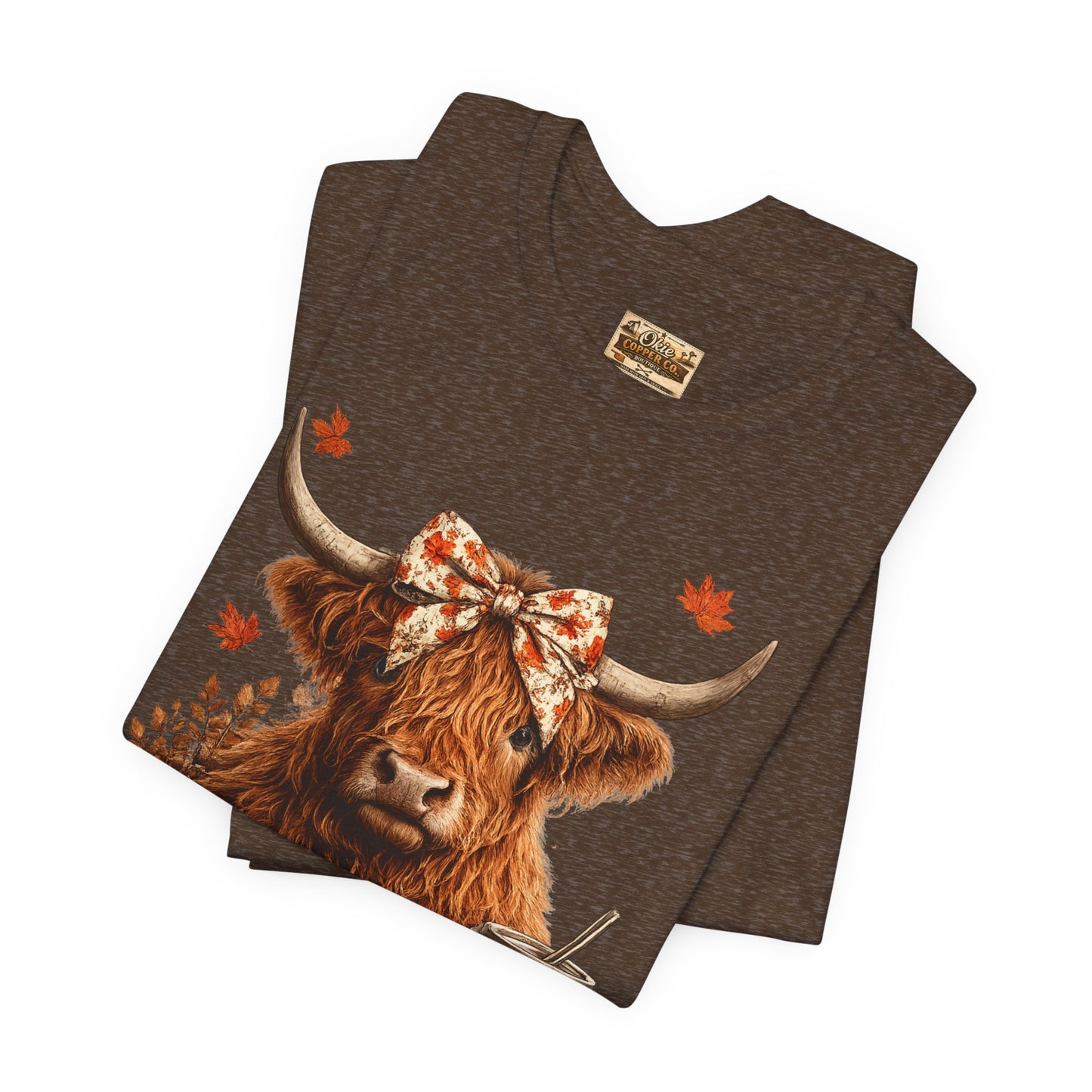 Autumn Highland Cow Tee — Fall Pumpkin Latte Graphic T-Shirt