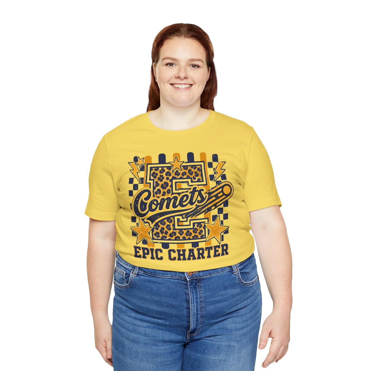 Comets Epic Charter Baseball T-Shirt — Leopard Letter Sports Tee