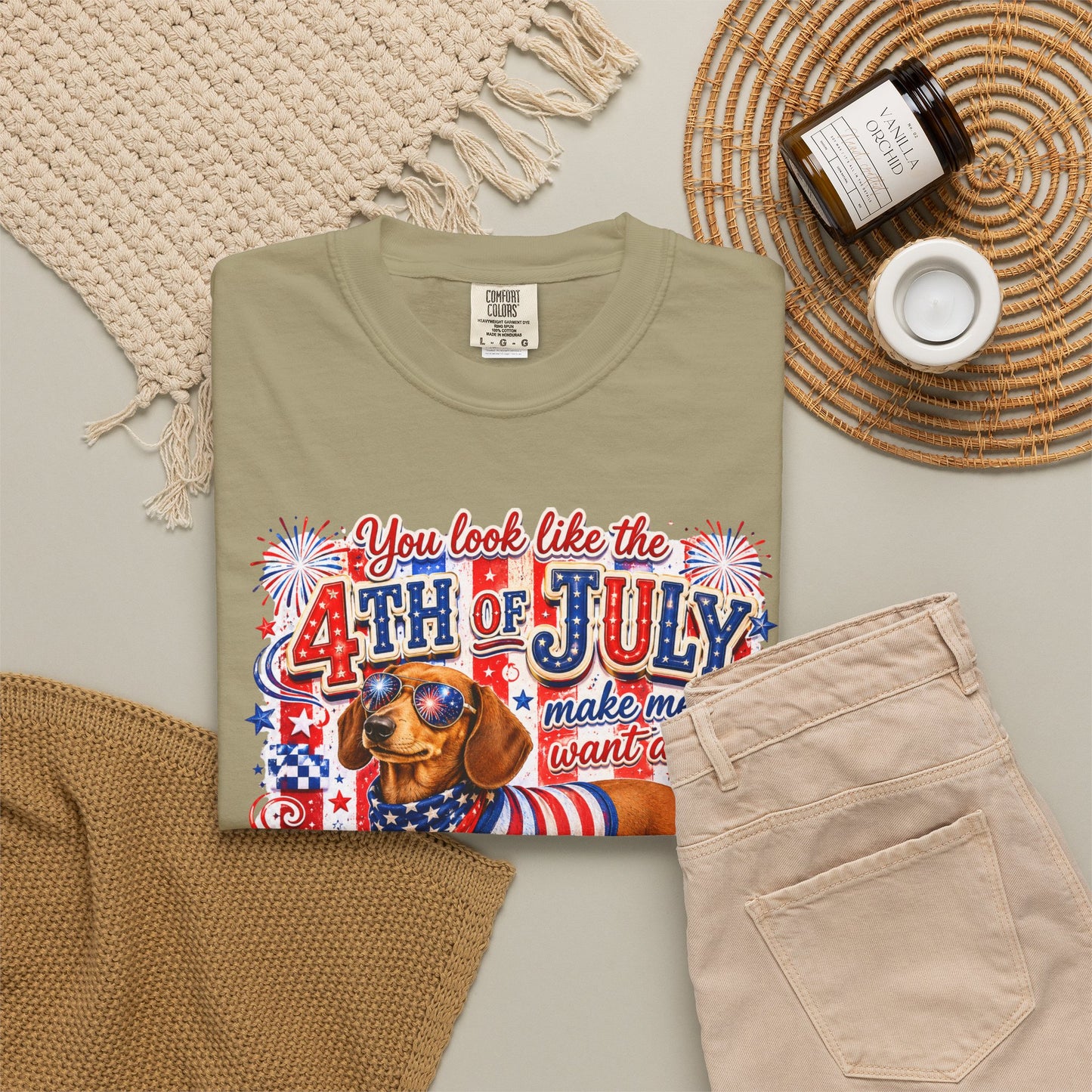 4th of July Hot Dog Dachshund T-Shirt – Patriotic Funny BBQ Tee