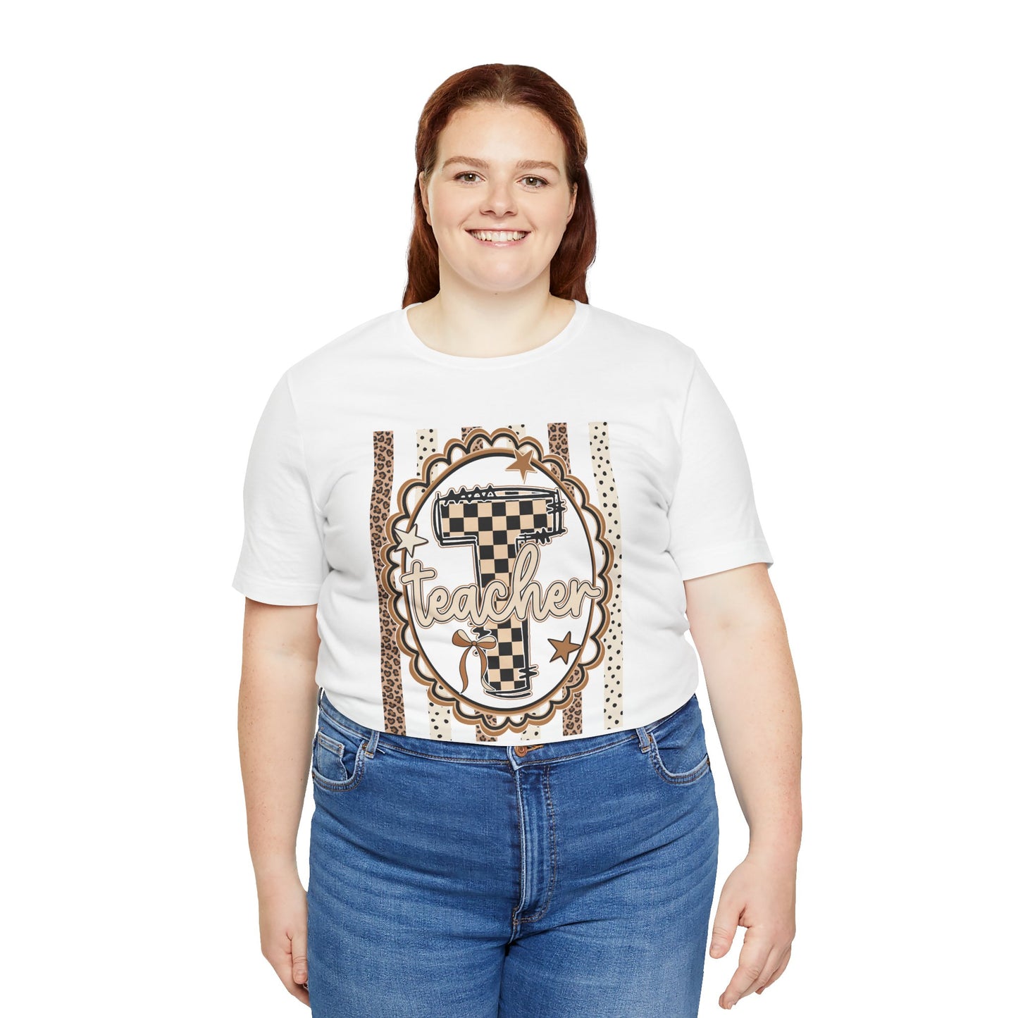 Teacher Monogram Tee — Number 1 Checkered Design
