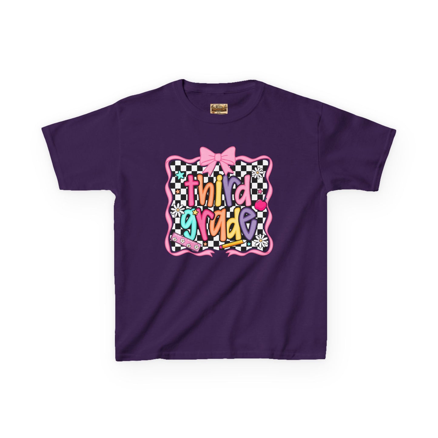 Third Grade Kids T-Shirt — Colorful Back-to-School Tee with Bow