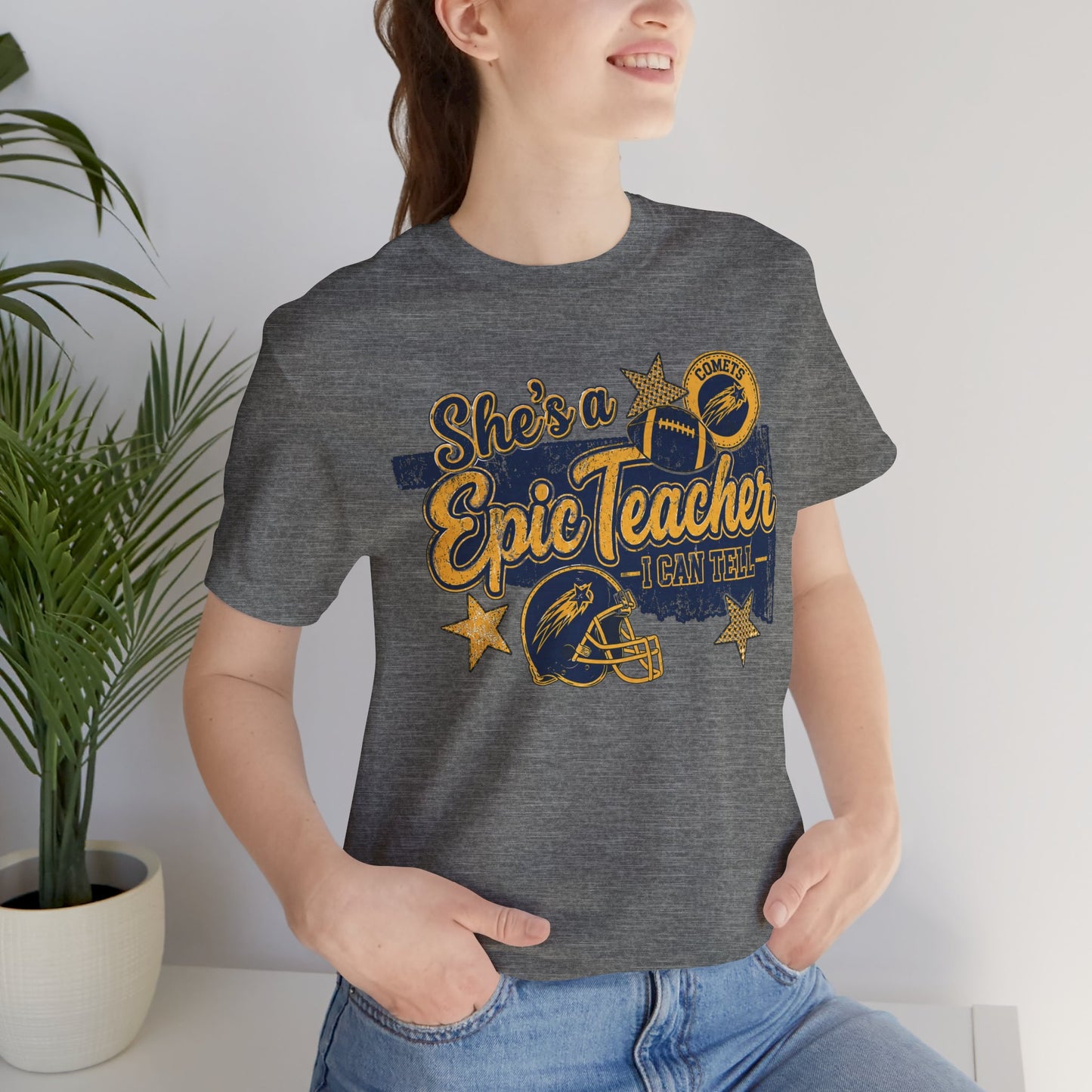 Epic Teacher Football T-Shirt — "She's a Epic Teacher" Coach & School Spirit Tee