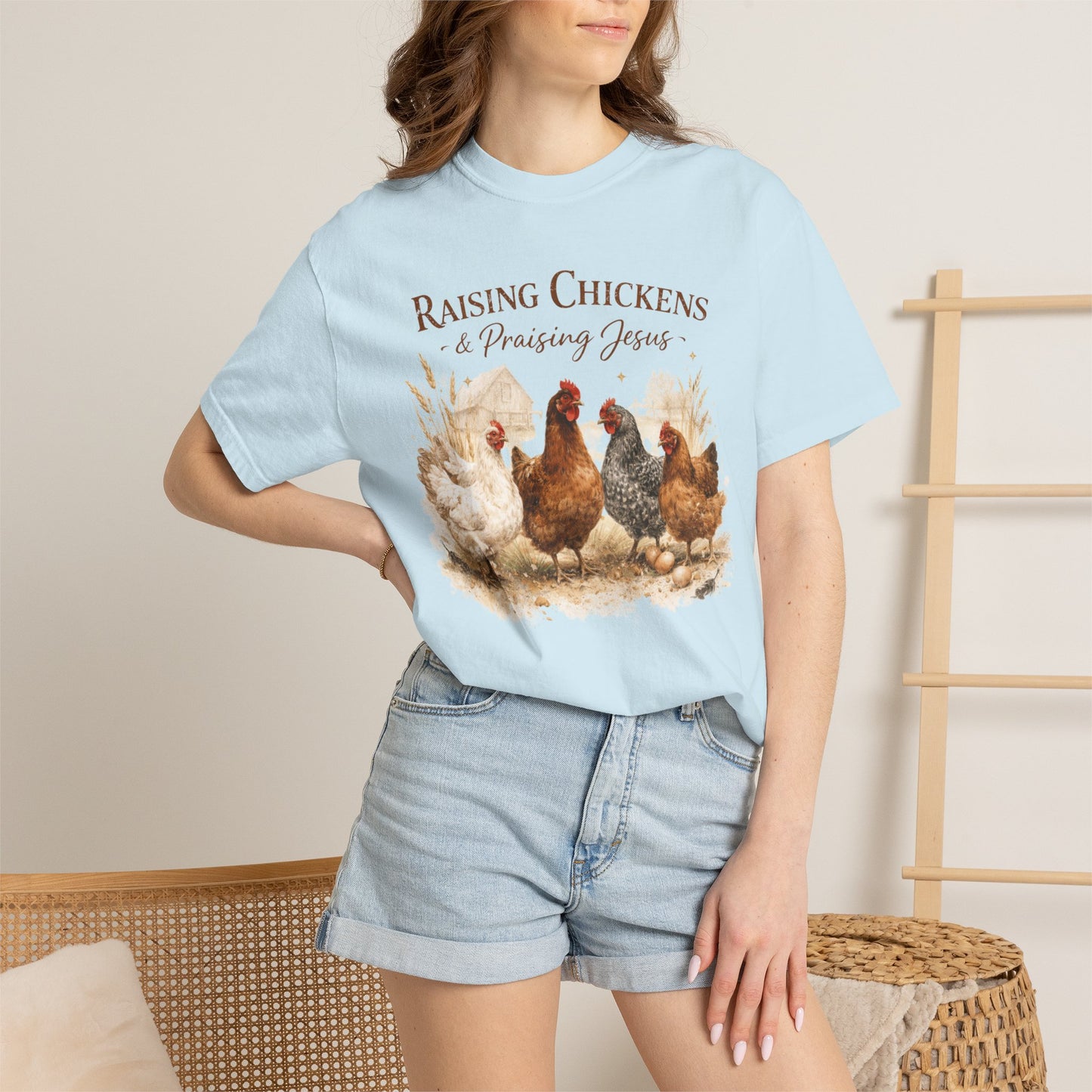 Raising Chickens Praising Jesus T-shirt