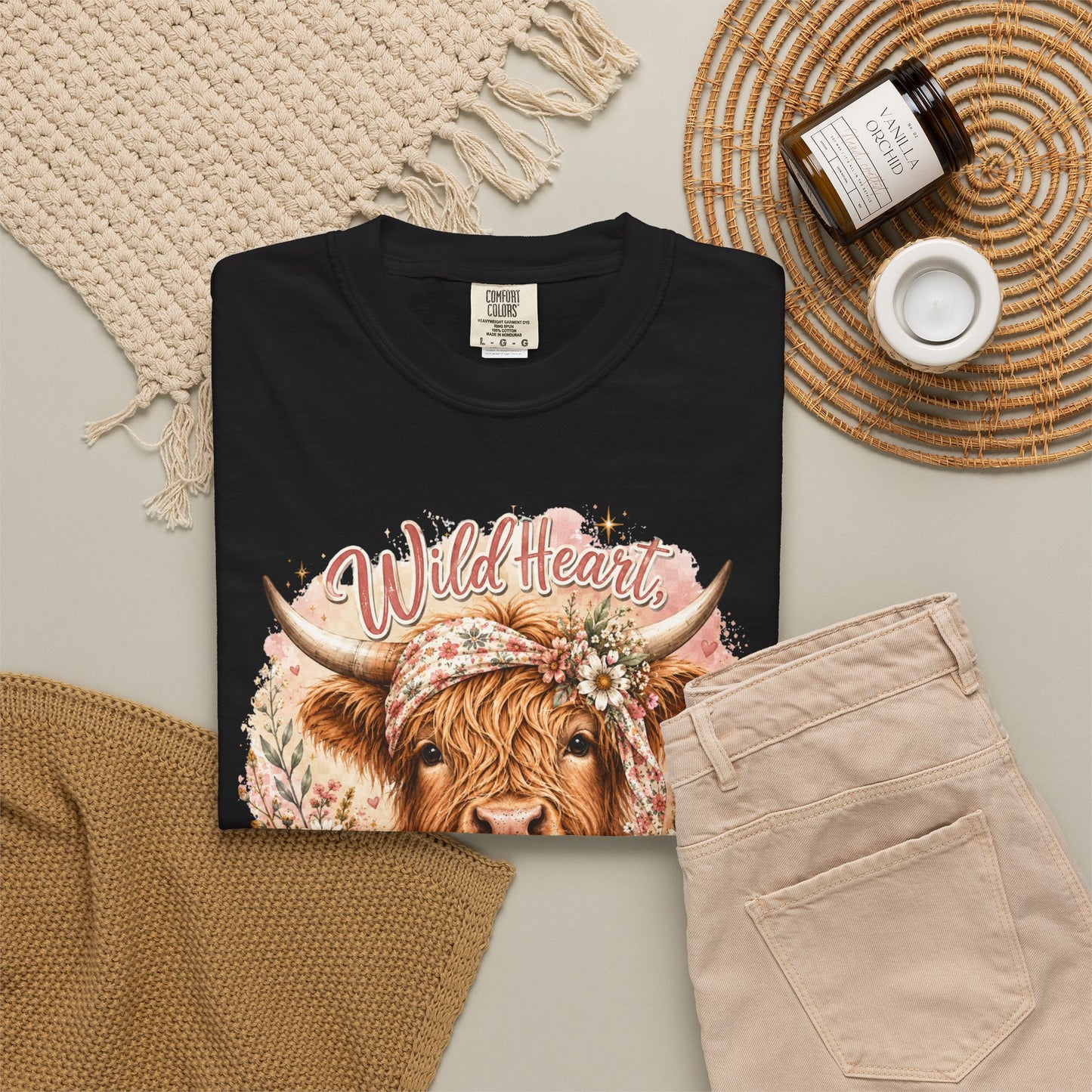 T-Shirt — “Wild Heart, Soft Soul” Highland Cow Graphic Tee