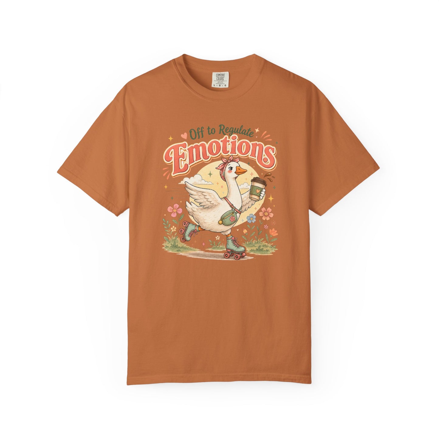 Emotions Duck Graphic T-Shirt — "Off to Regulate" Vintage Coffee Tee