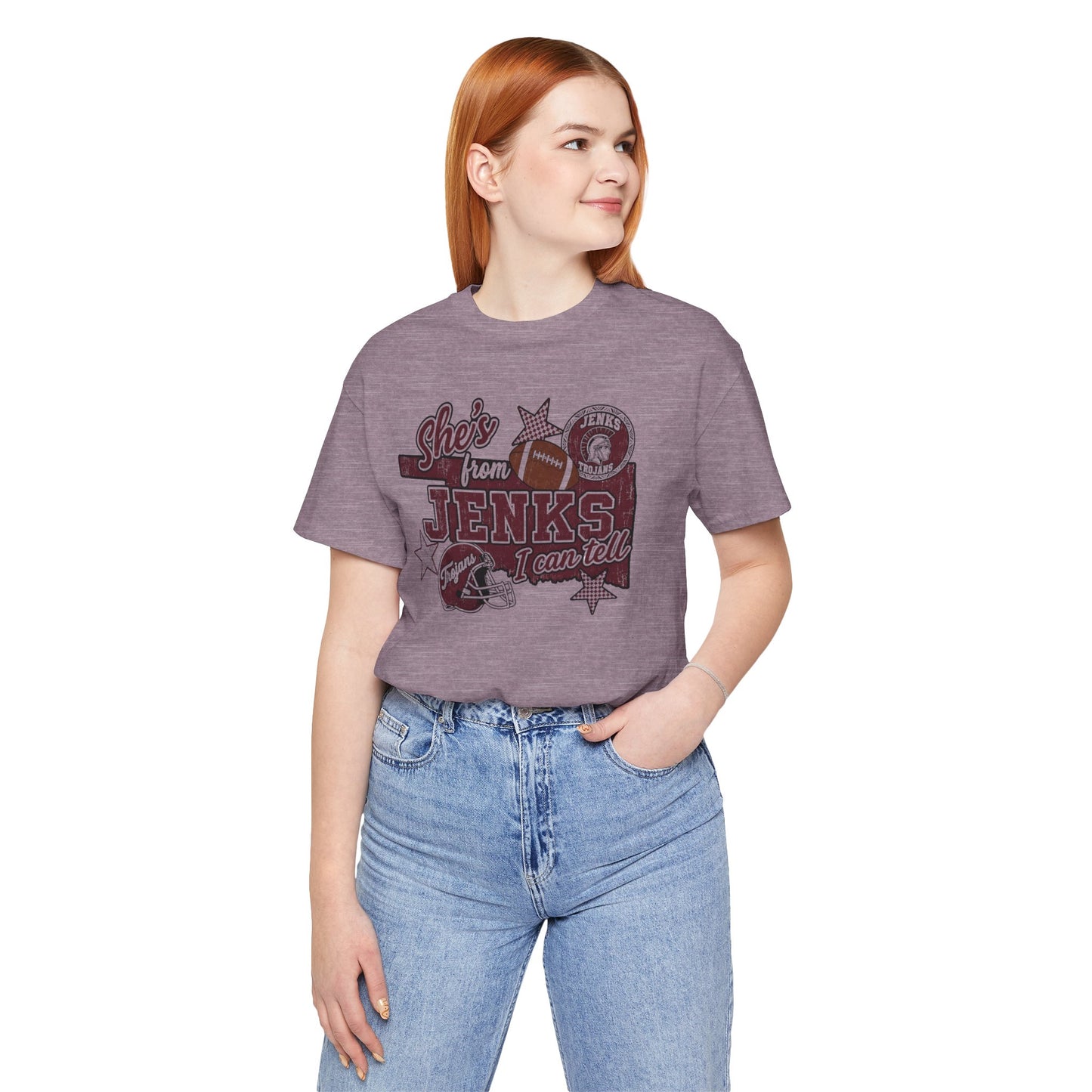 She's from Jenks Tee — Vintage High School Football Graphic T-Shirt