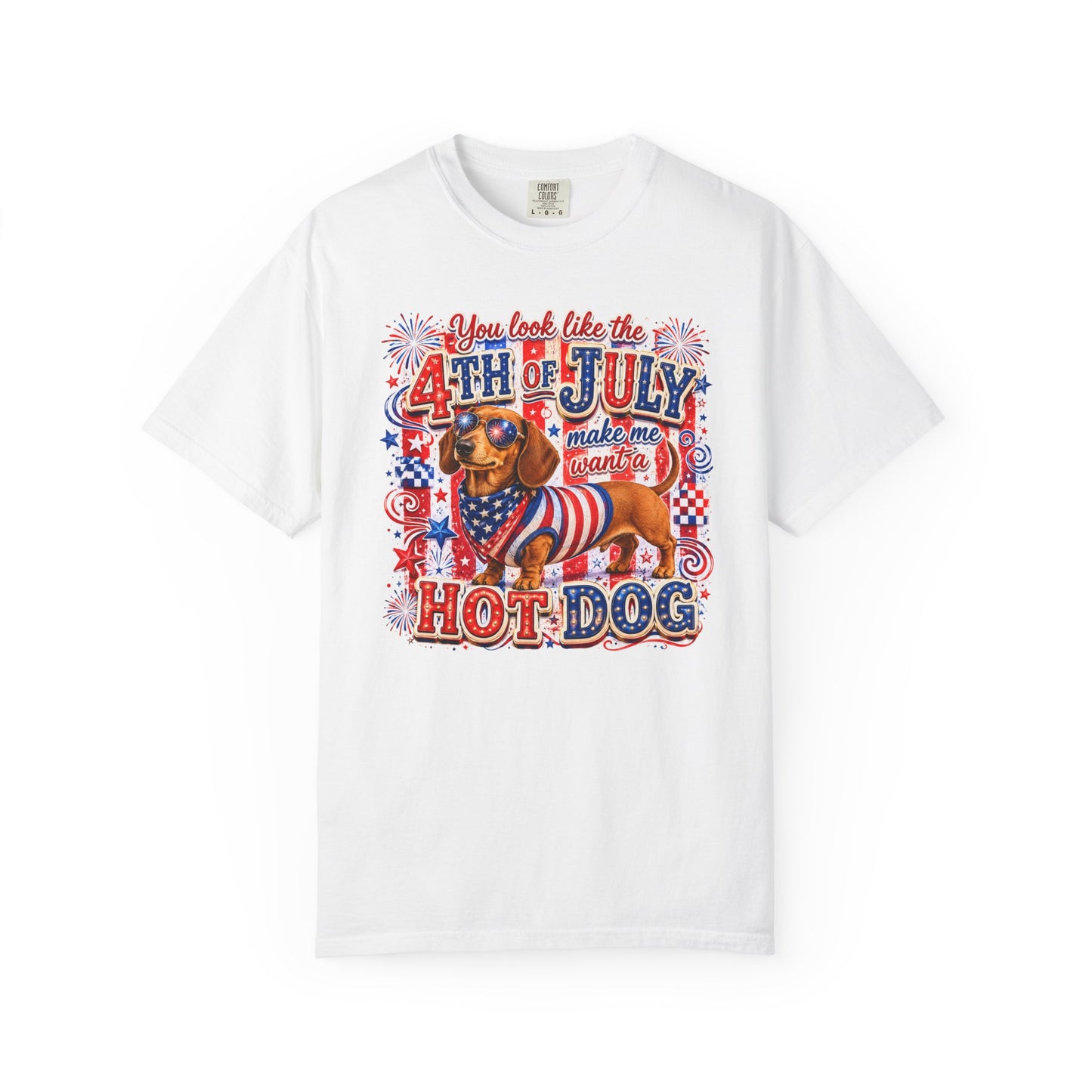 4th of July Hot Dog Dachshund T-Shirt – Patriotic Funny BBQ Tee