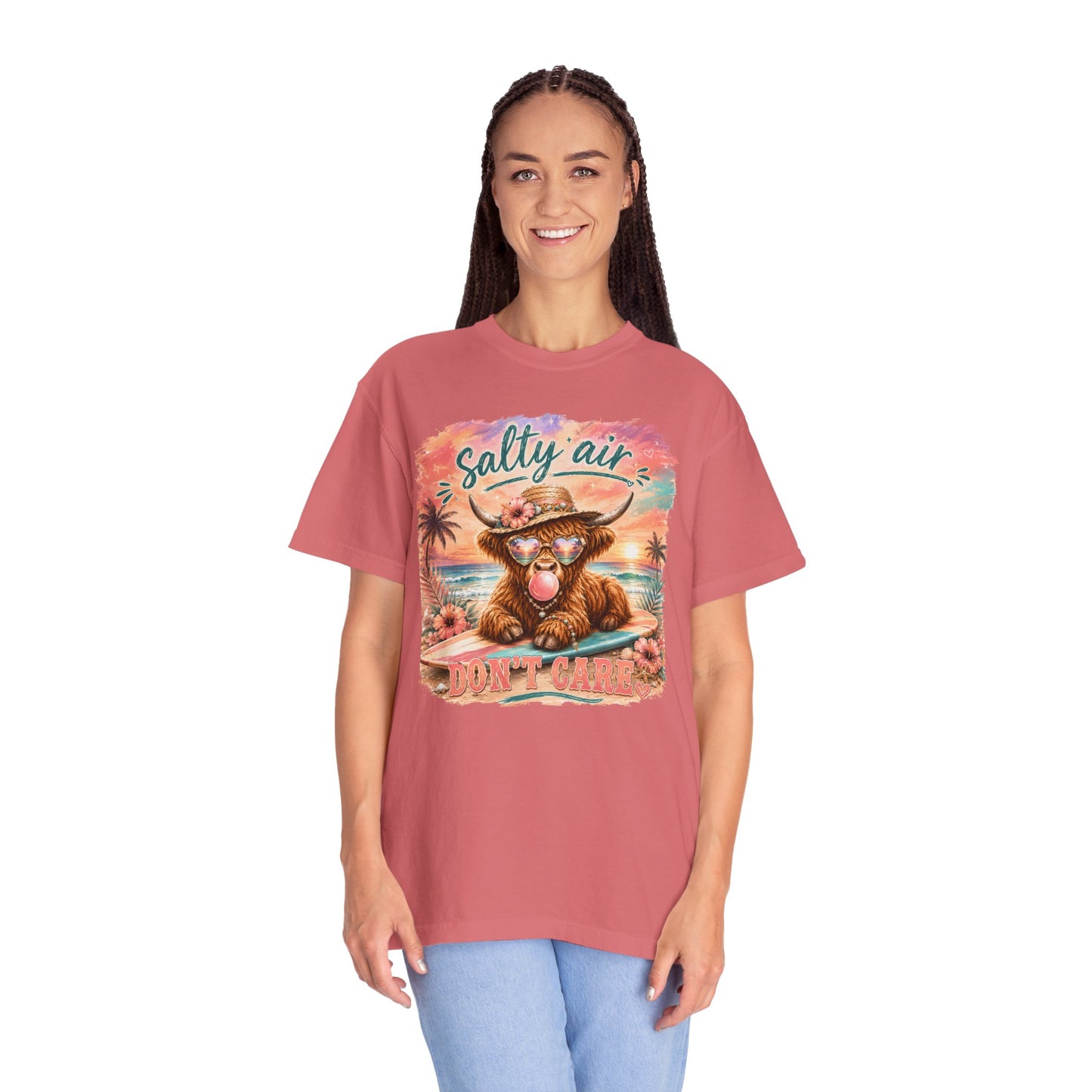 Salty Air "Don't Care" Beach Cow Graphic T-Shirt