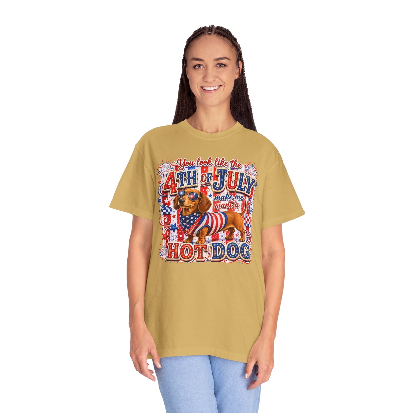 4th of July Hot Dog Dachshund T-Shirt – Patriotic Funny BBQ Tee