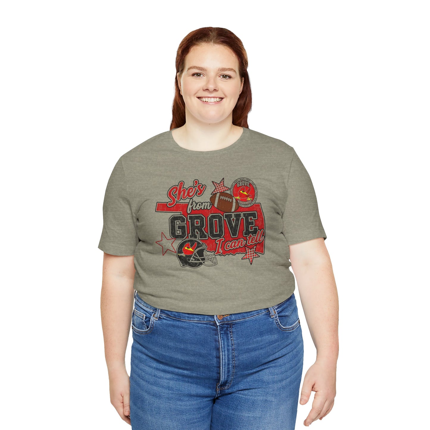 She's From Grove I Can Tell T-Shirt — Grove Football Fan Tee