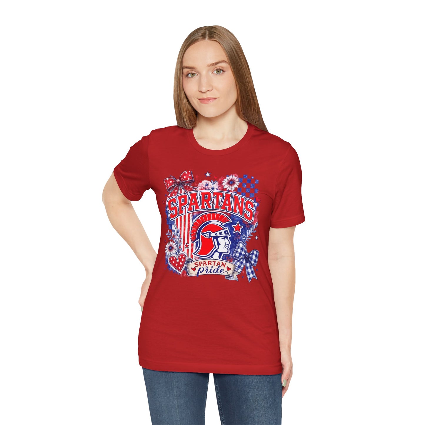 Spartans Pride Graphic Tee — Red, White & Blue School Spirit T-Shirt
