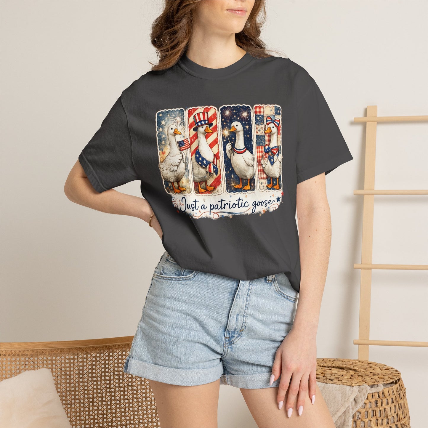 Patriotic Goose T-Shirt — "Just a patriotic goose" Americana Tee