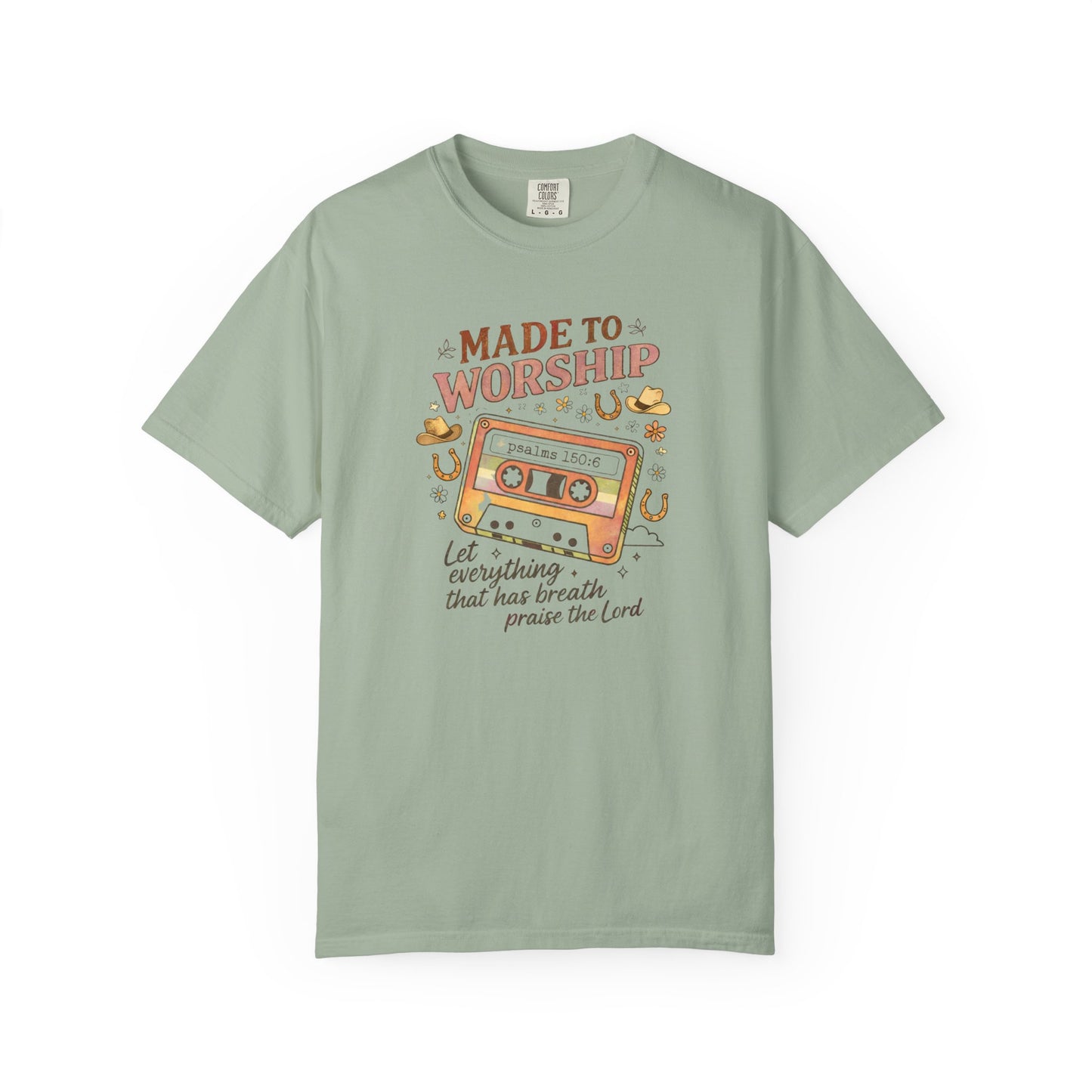 Made to Worship T-Shirt — Retro Cassette Christian Worship Tee