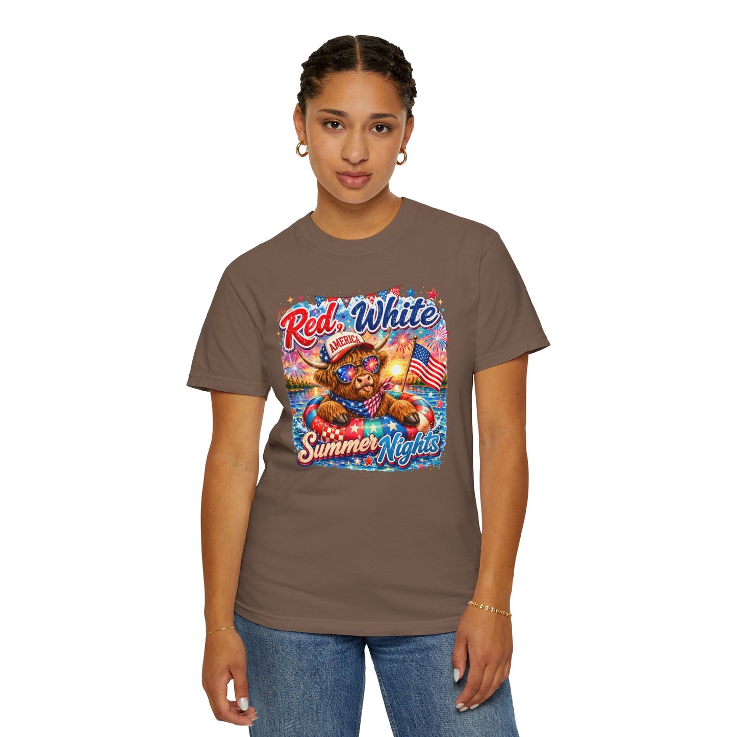 Red, White & Summer Nights T-Shirt — Patriotic Fourth of July Bear Graphic Tee