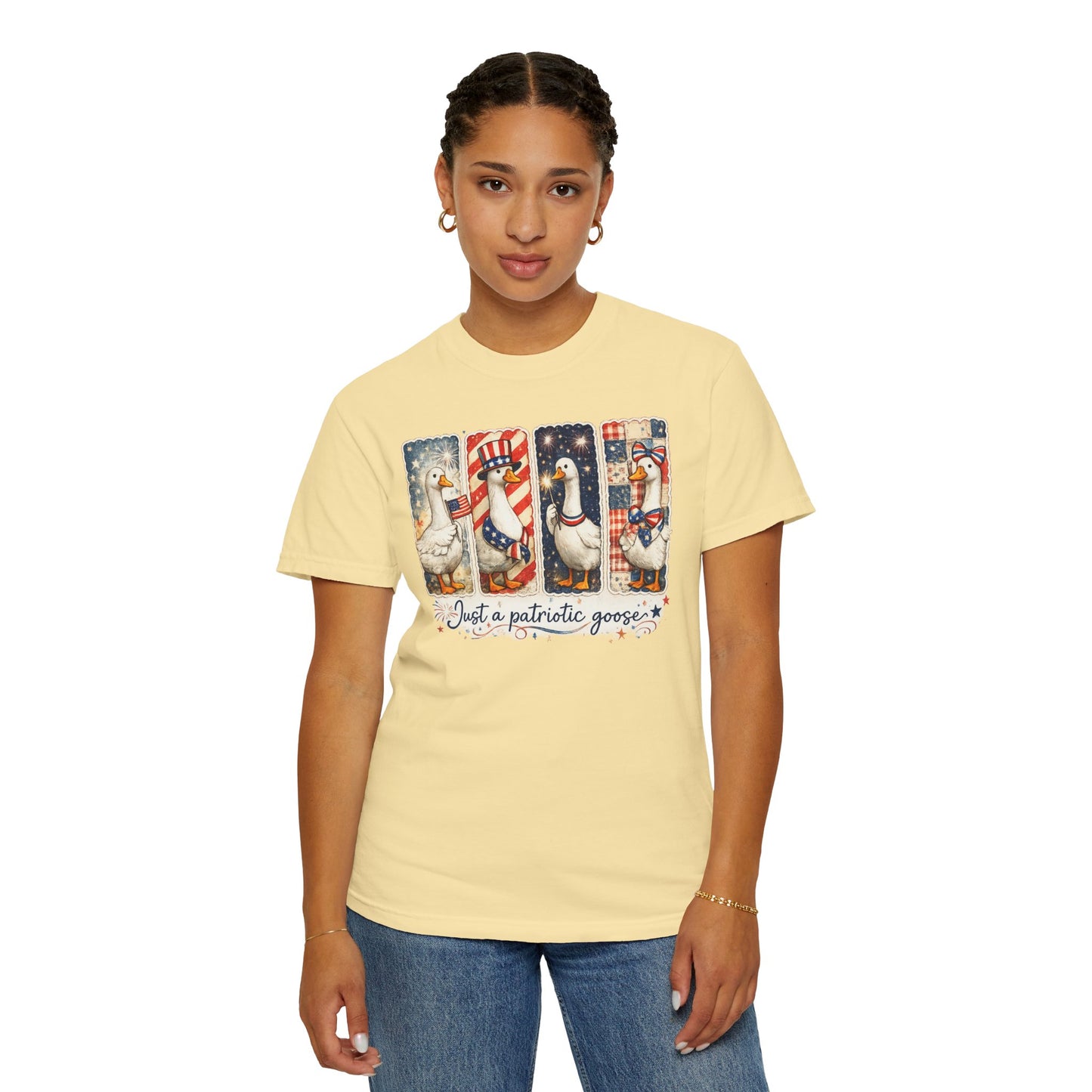 Patriotic Goose T-Shirt — "Just a patriotic goose" Americana Tee