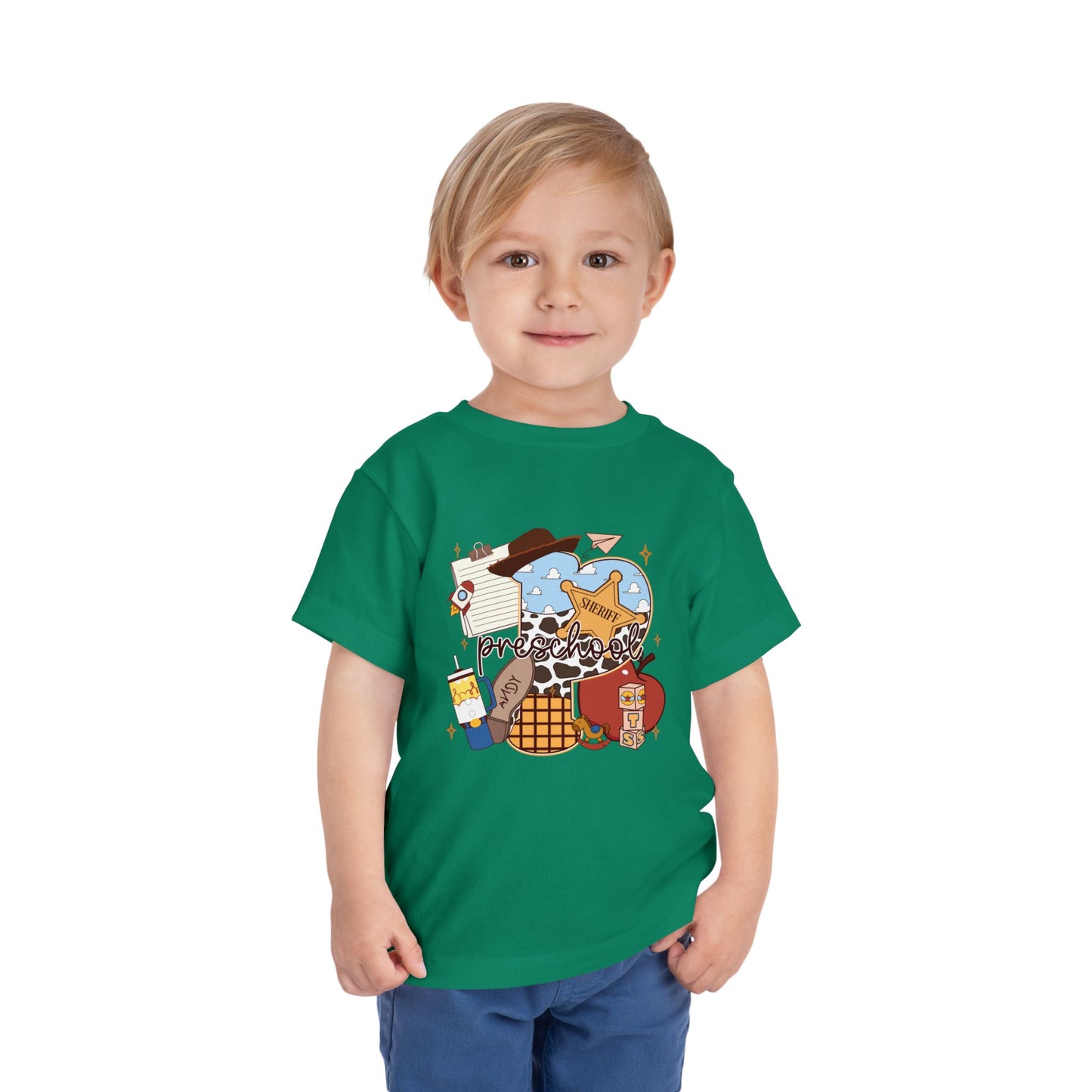 Preschool Adventures Toddler Tee – Cute School Bus, Star & Backpack Graphic Shirt