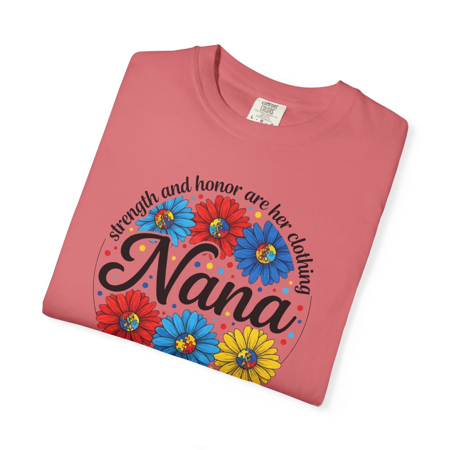 Nana Floral Proverbs T-Shirt — “Strength and Honor” Grandma Gift