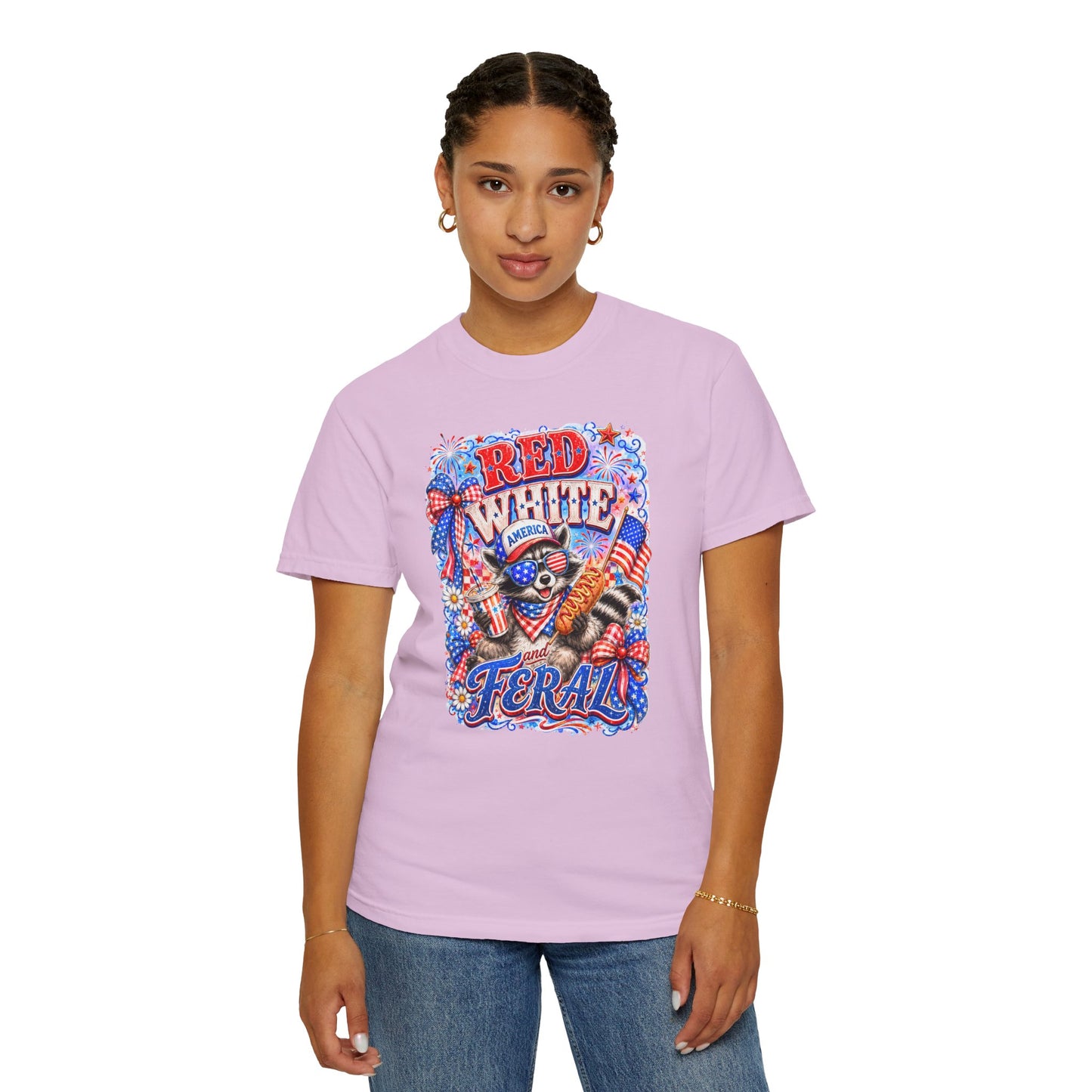 Patriotic "Red White Feral" Graphic T-Shirt