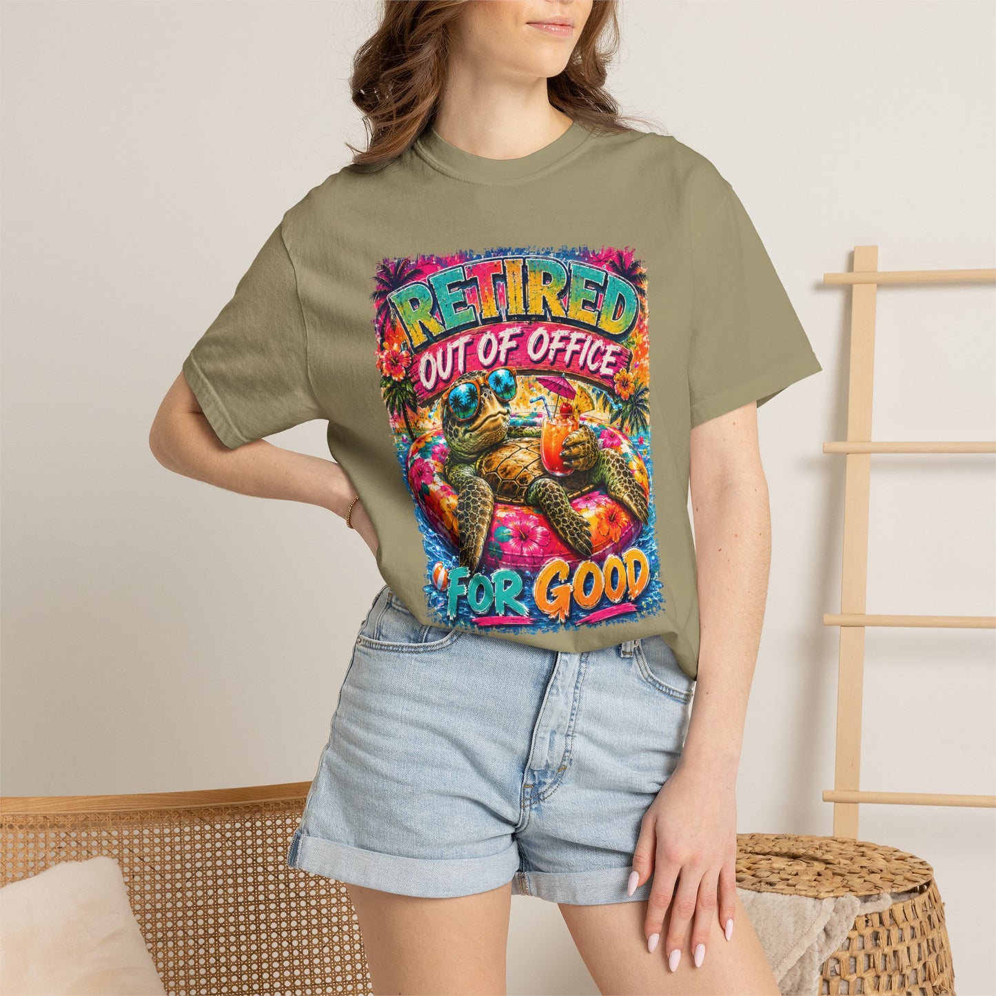 Retired Out of Office For Good T-Shirt — Funny Retirement Turtle Tee