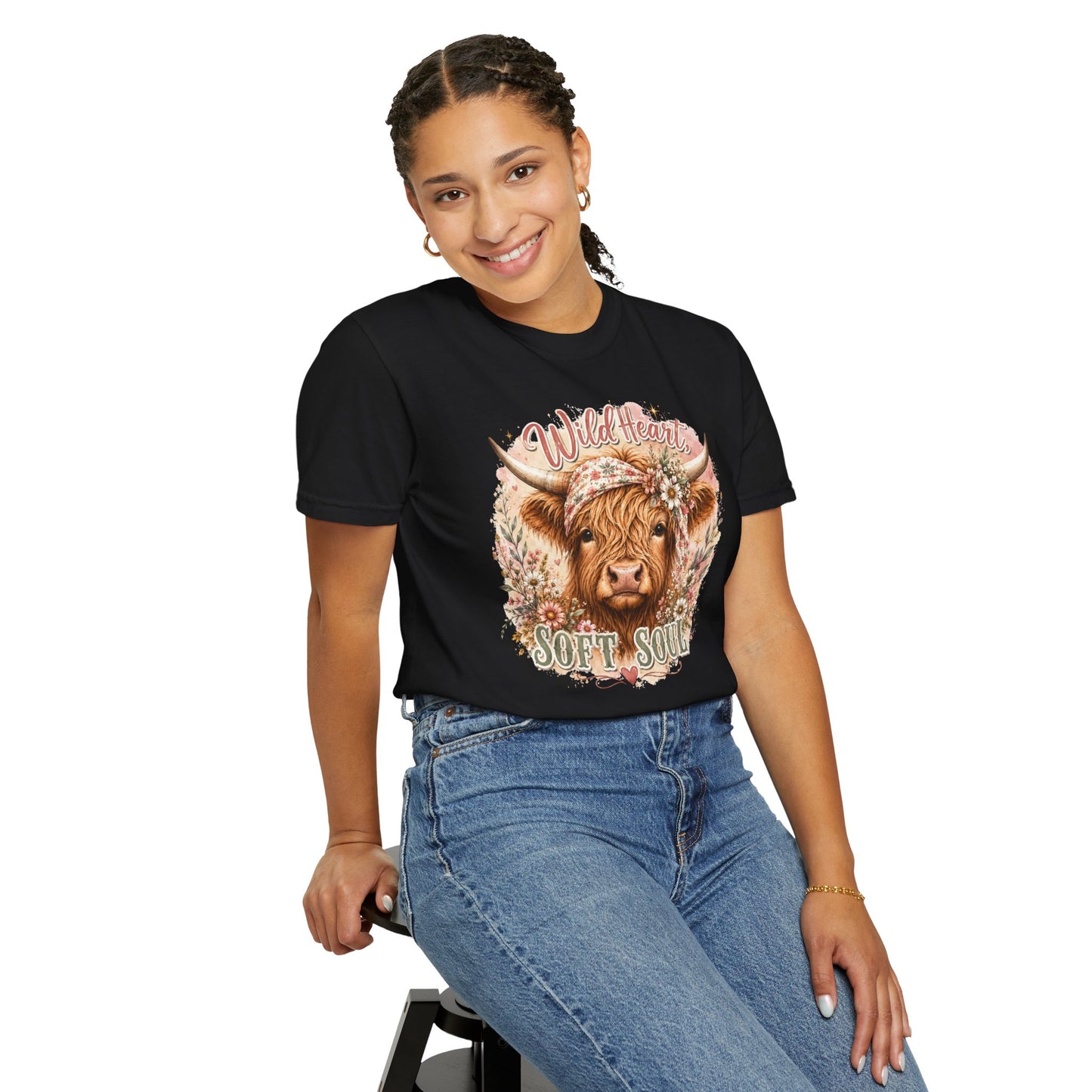 T-Shirt — “Wild Heart, Soft Soul” Highland Cow Graphic Tee