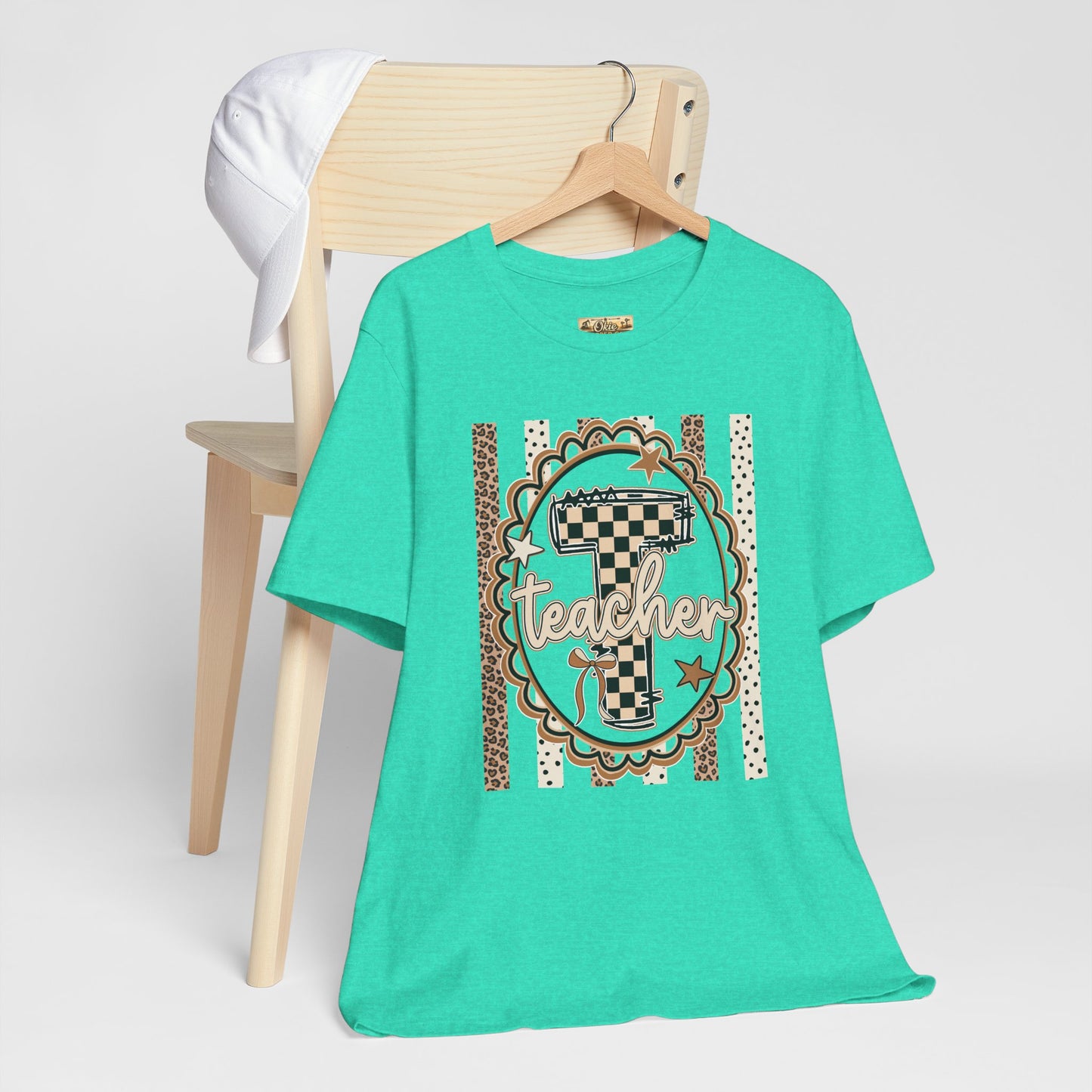 Teacher Monogram Tee — Number 1 Checkered Design