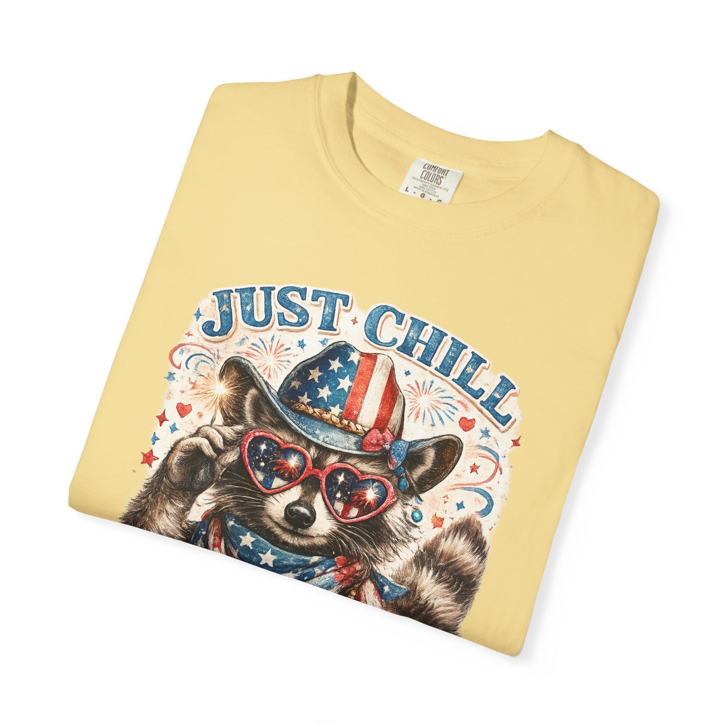 Fourth of July Raccoon T-Shirt — "Just Chill The Fourth Out" Patriotic Tee