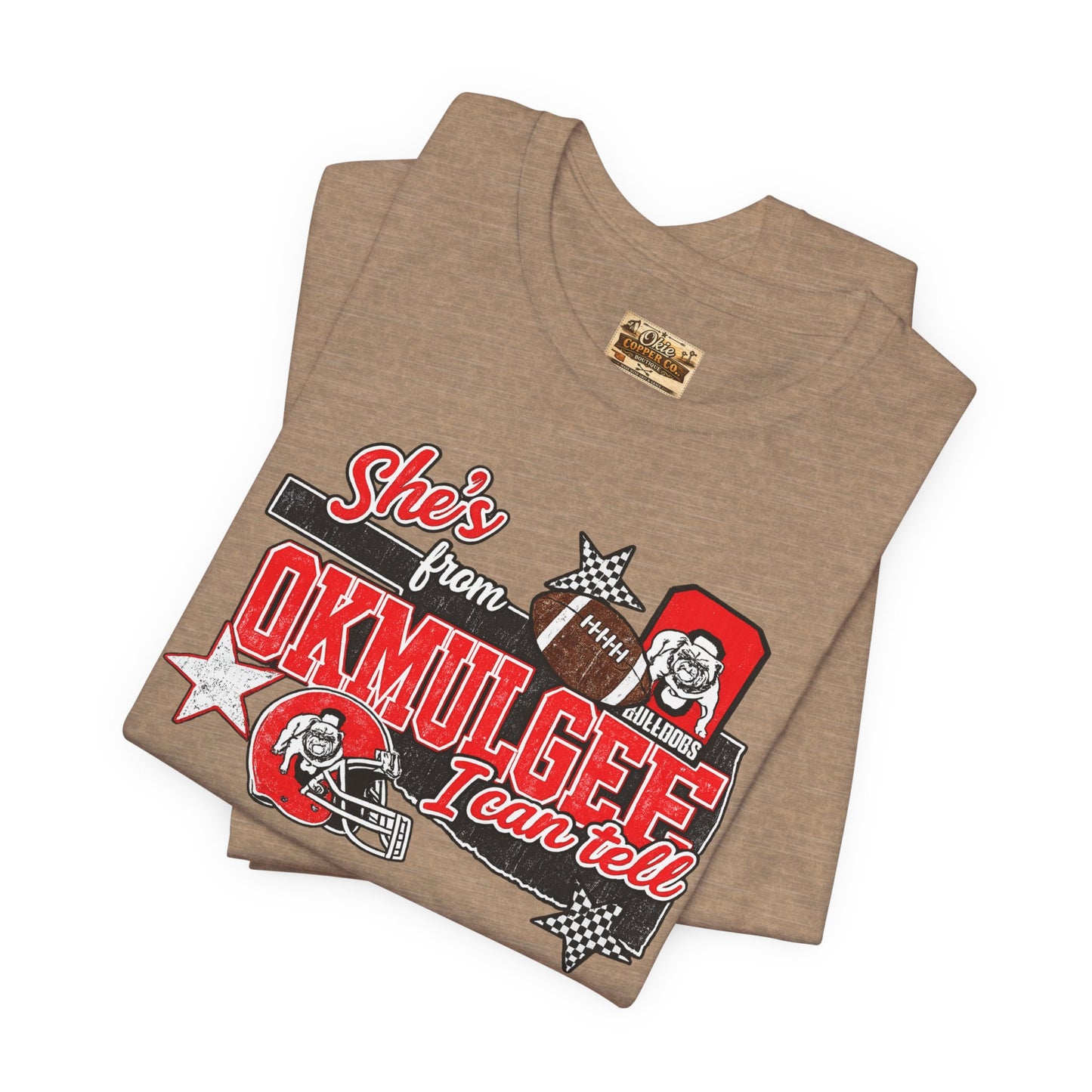 Okmulgee Cardinals Football Tee — She’s From Okmulgee Design