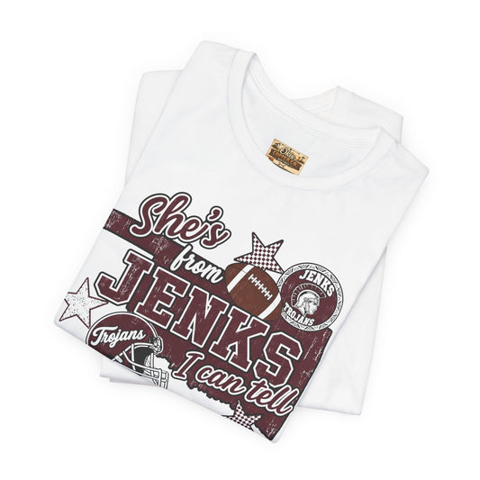 She's from Jenks Tee — Vintage High School Football Graphic T-Shirt