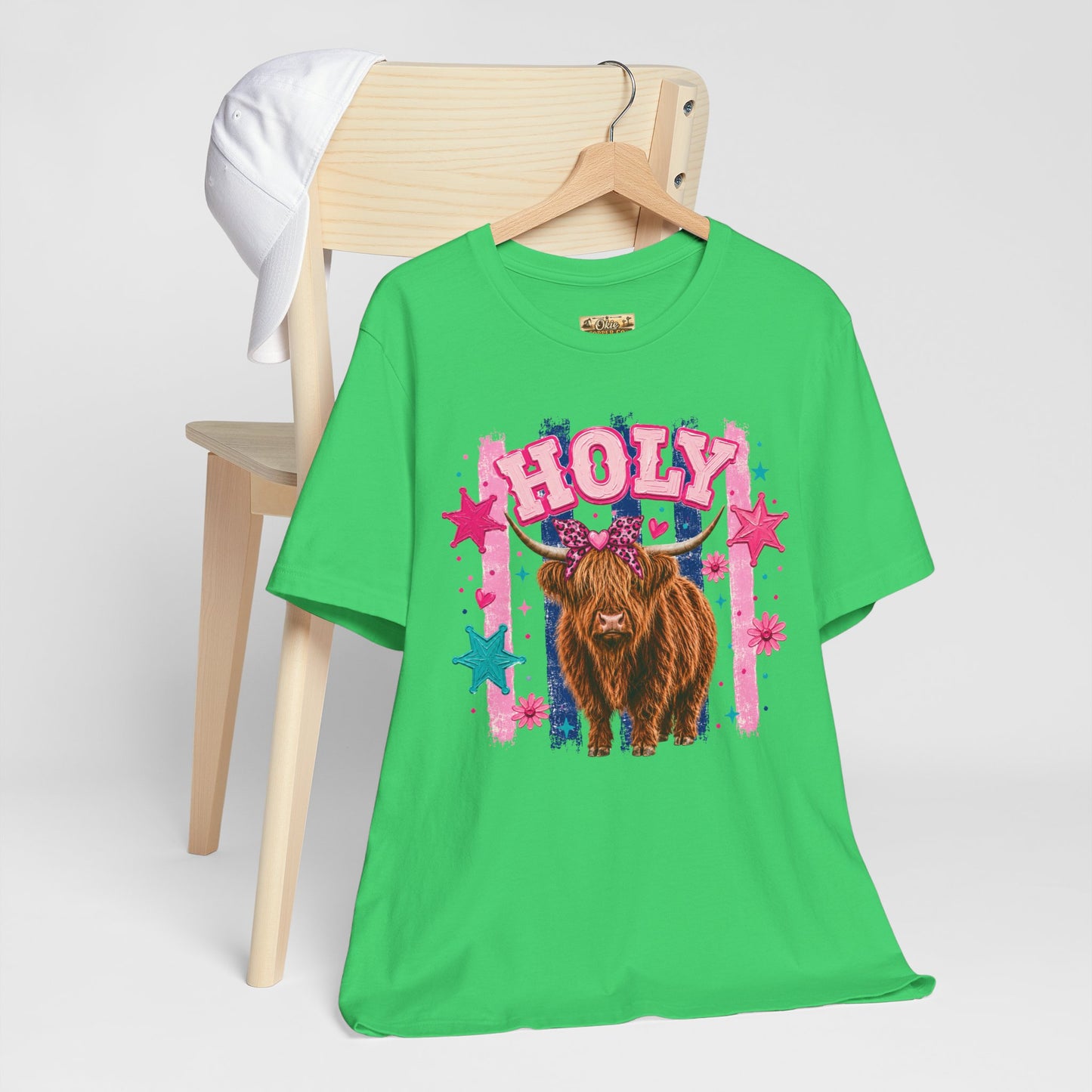Holy Cow Highland Cow Graphic Tee — Cute Pastel Ranch Shirt