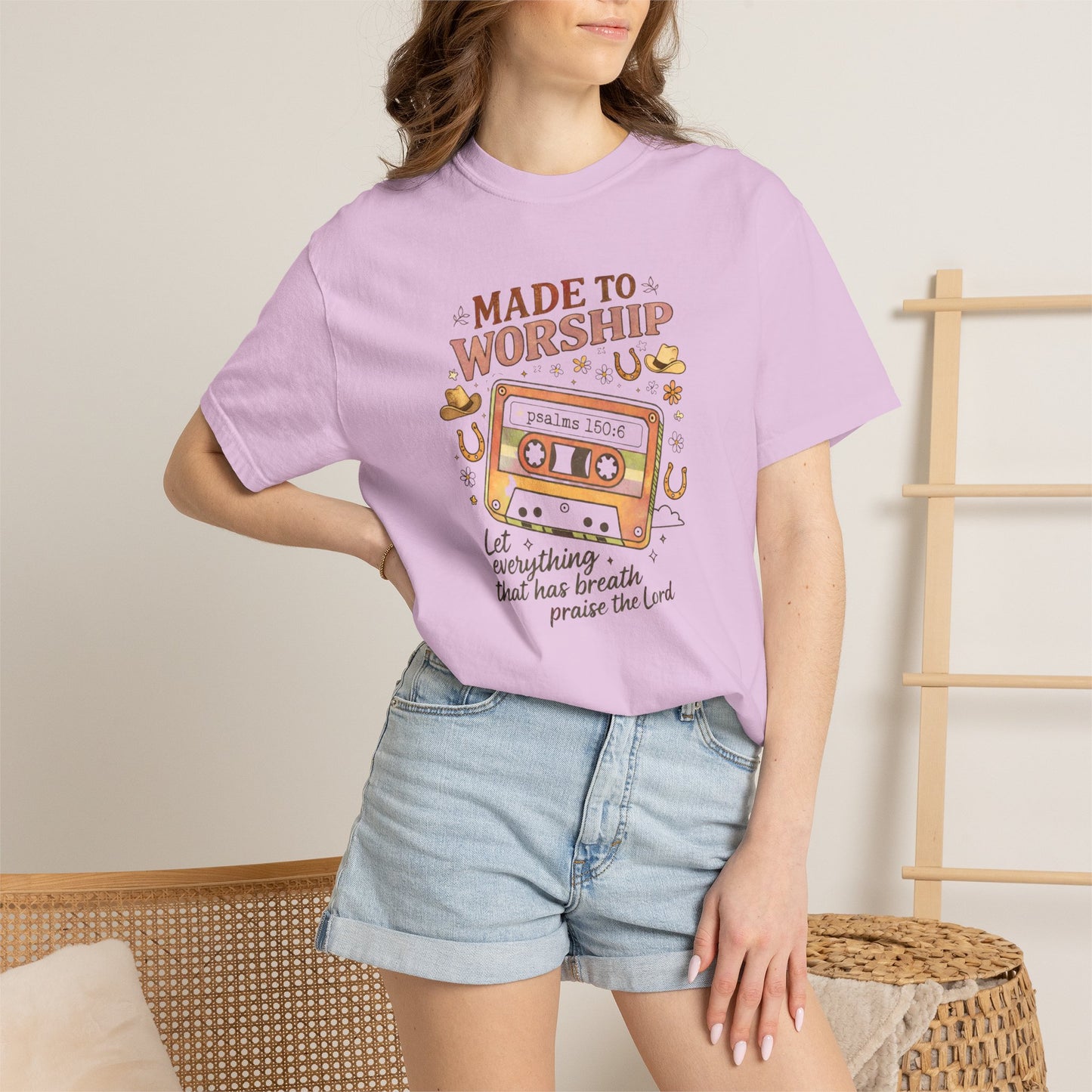 Made to Worship T-Shirt — Retro Cassette Christian Worship Tee