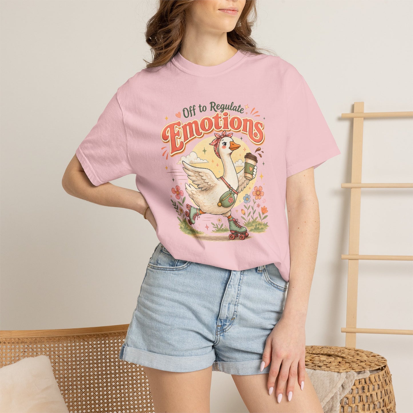 Emotions Duck Graphic T-Shirt — "Off to Regulate" Vintage Coffee Tee