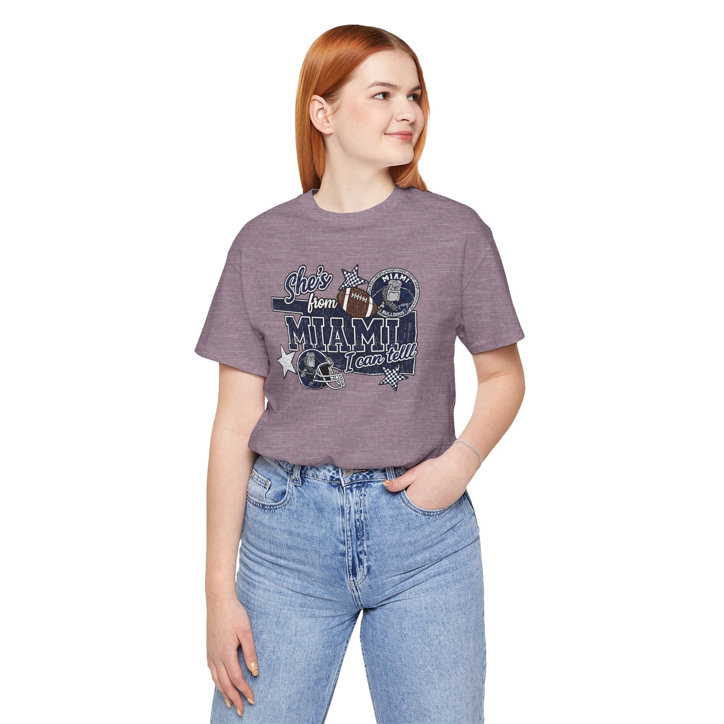 She's From Miami Graphic Tee — Retro Football Fan Shirt